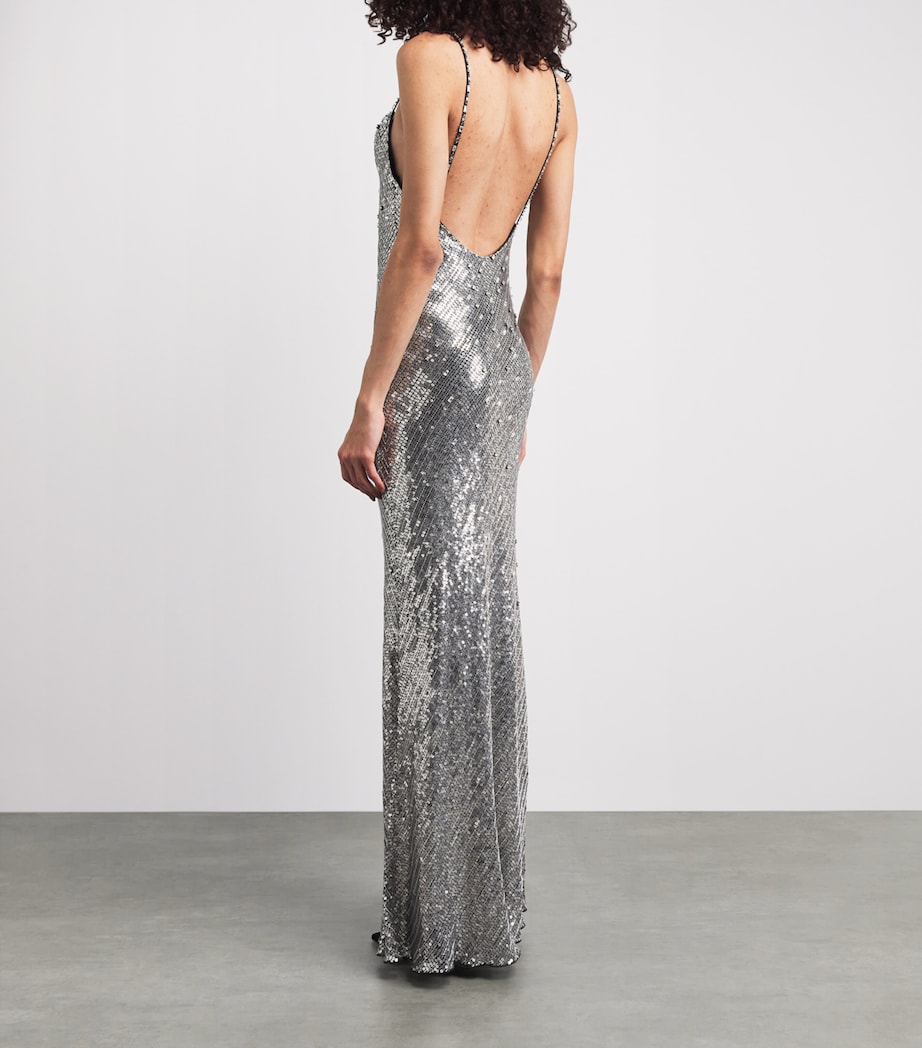 Jenny Packham Womens Sequin Foxx Gown Liquorice Image 4