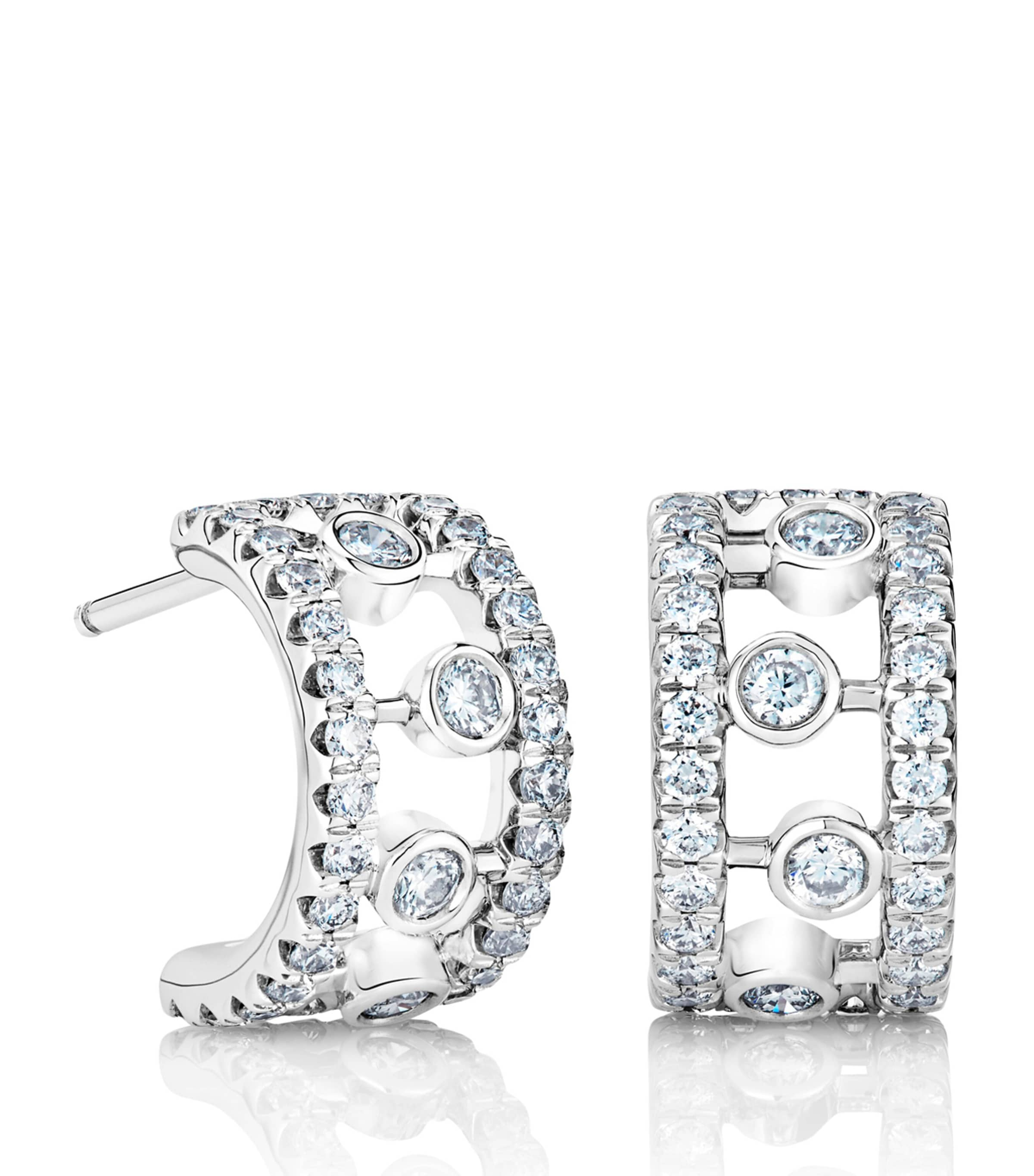 De Beers Dewdrop 18ct White Gold Diamond Earrings In Silver