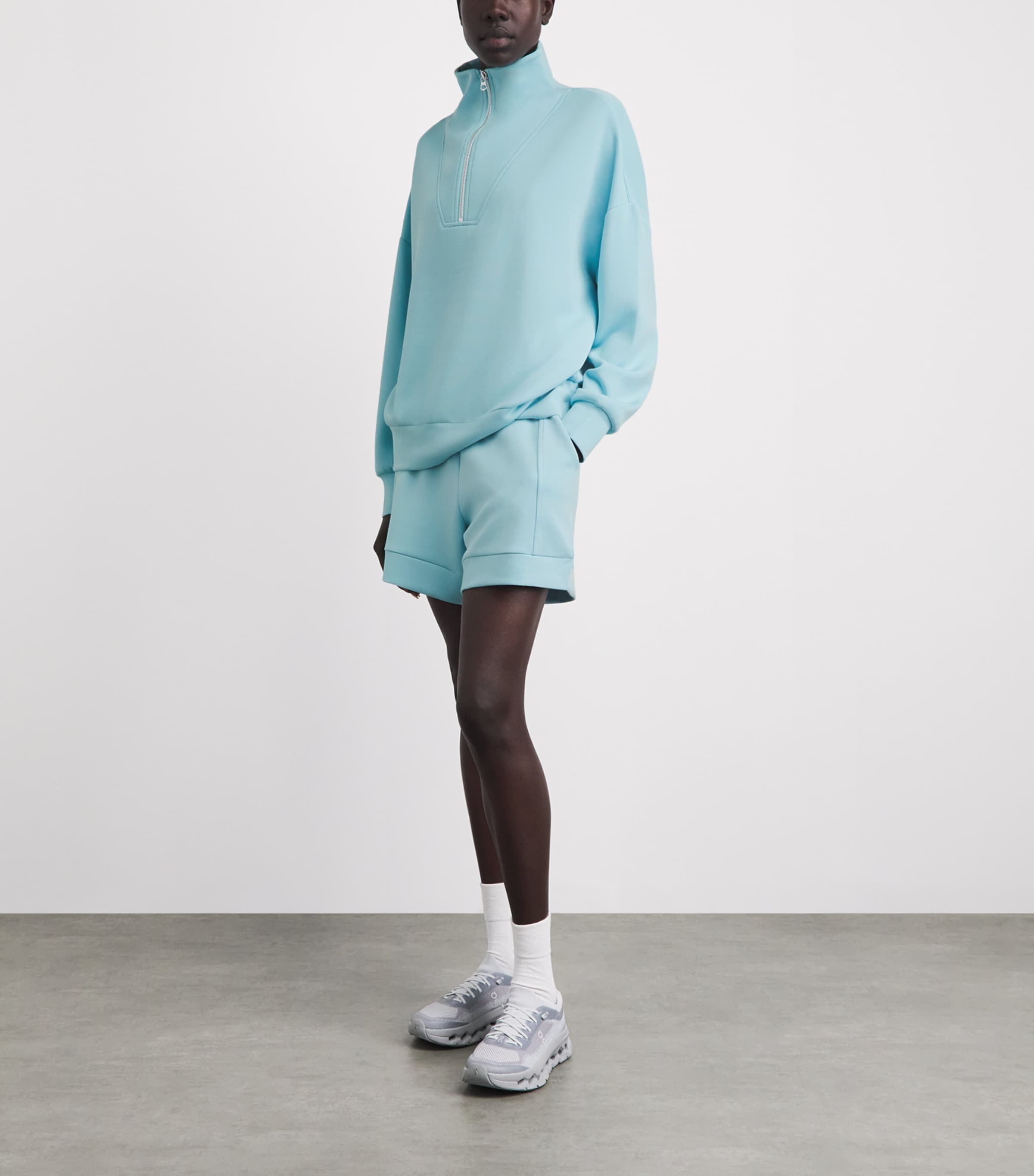 Varley Womens DoubleSoft Hawley Half-Zip Sweatshirt Porcelain Blue Image 2