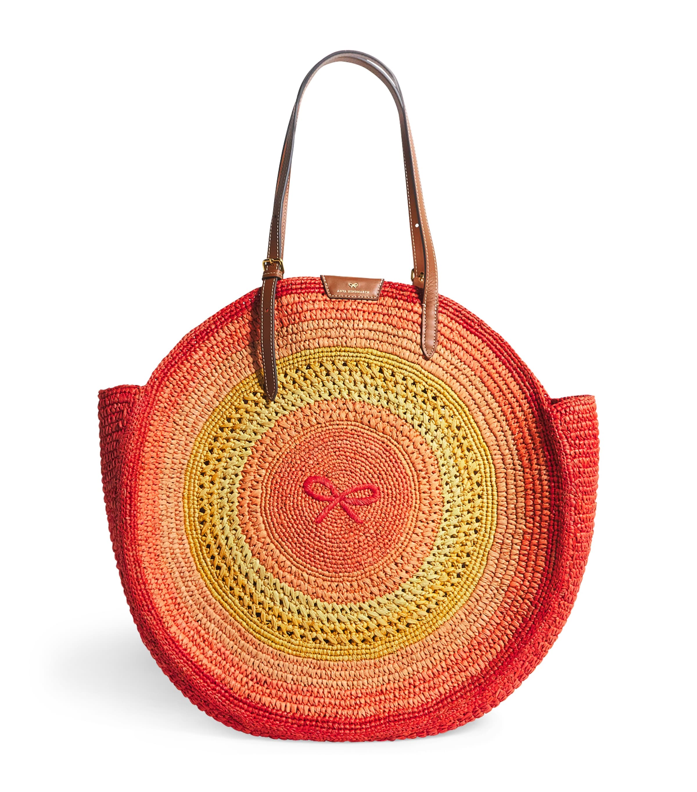ANYA HINDMARCH LARGE RAFFIA ROUND TOTE BAG 