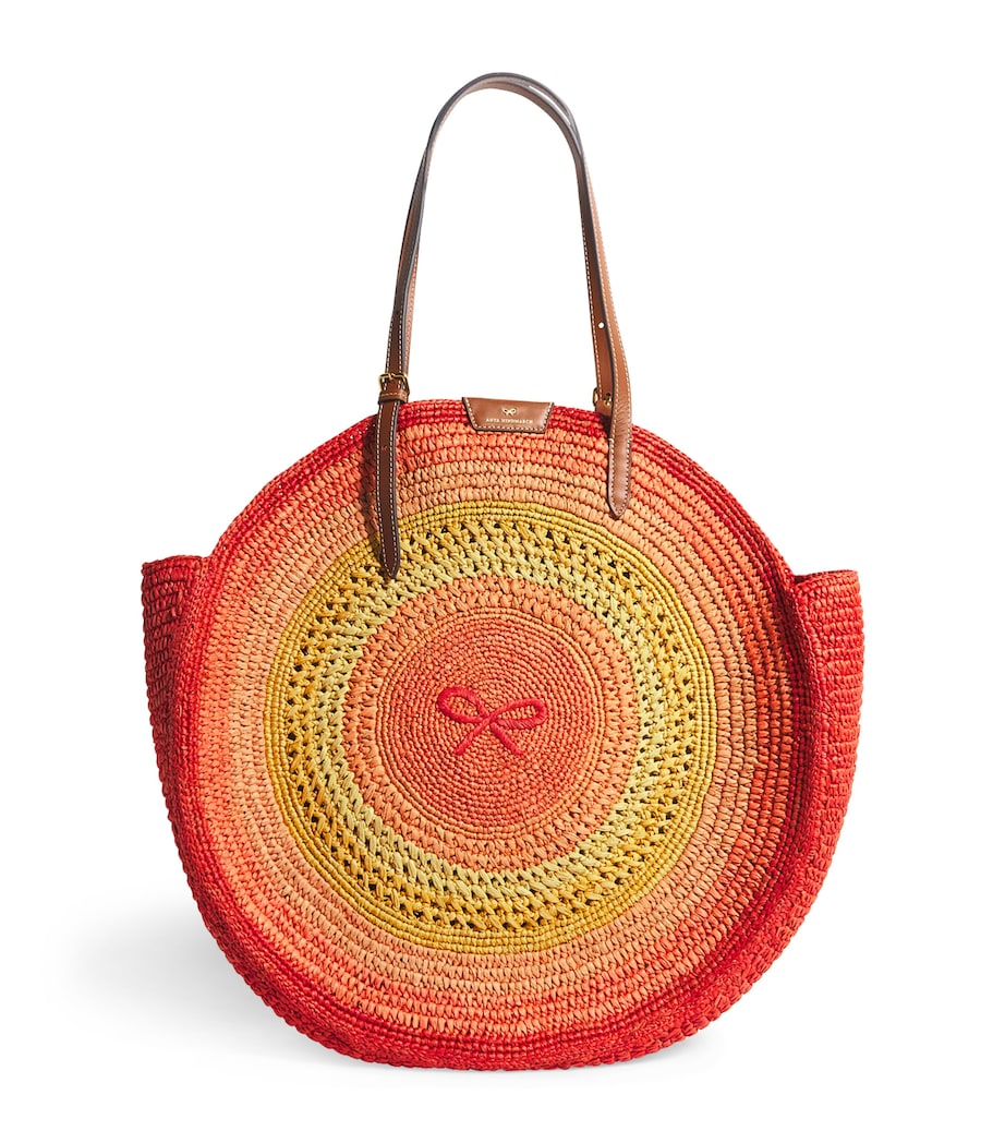Anya Hindmarch Large Raffia Round Tote Bag Orange/multi Raffia Image 1