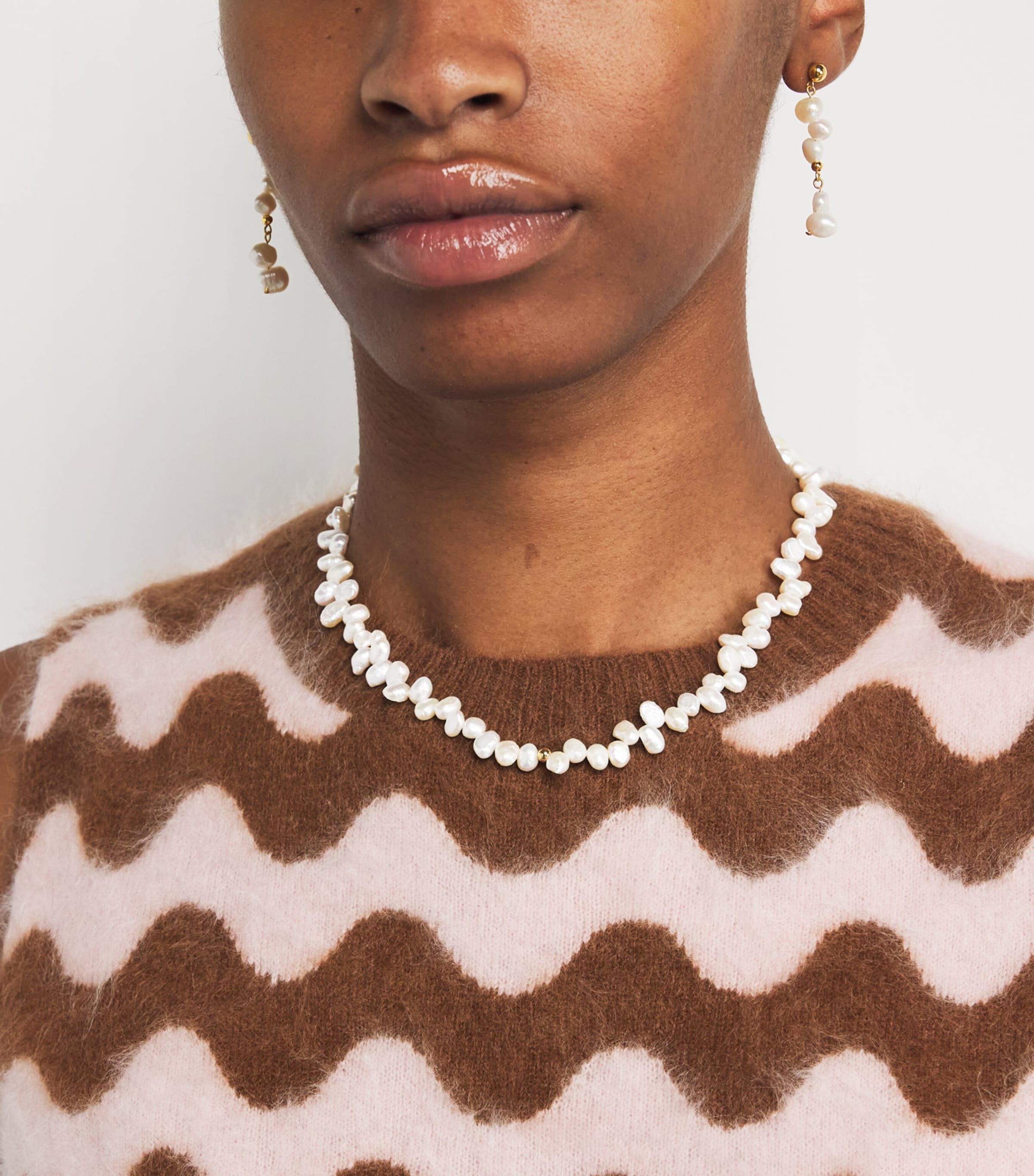 Gold-Plated Pearly Drop Necklace PEARL Image 4