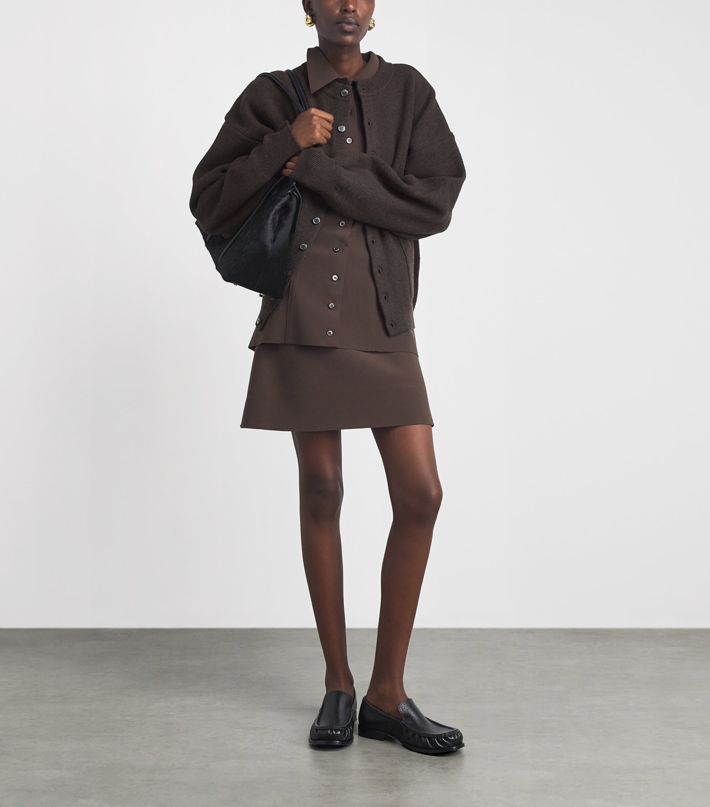 Birrot Womens Merino Wool Cardigan Brown Image 2
