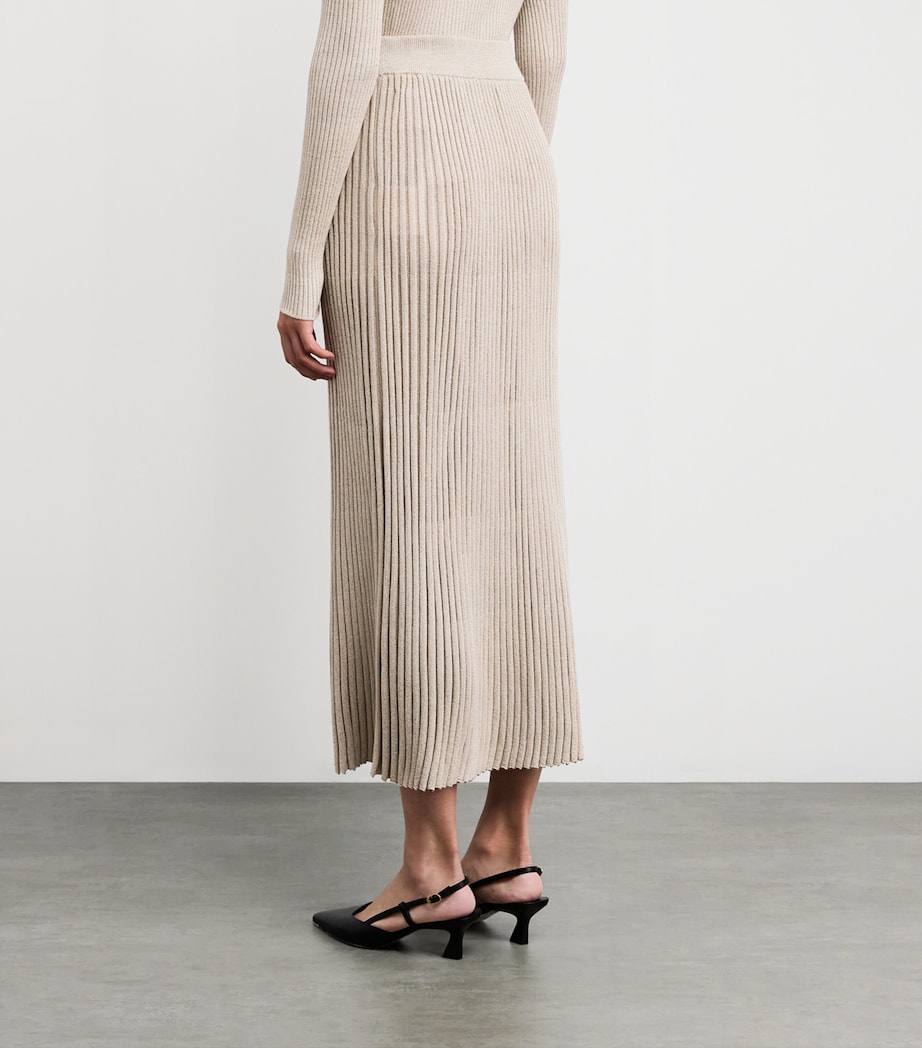 Wool-Blend Shimmer Midi Skirt BEIGE/BEIGE Image 4