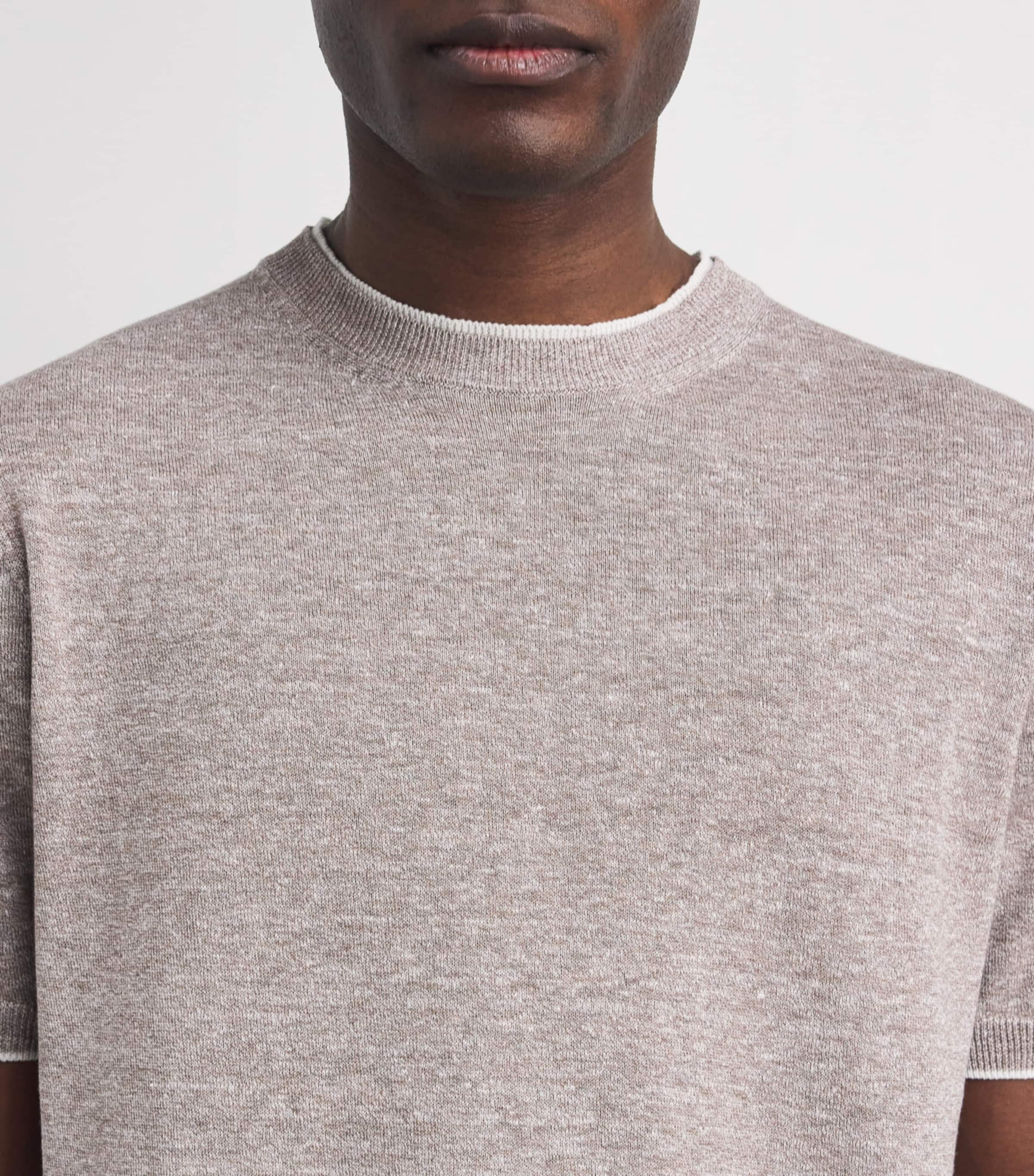 Fioroni Cashmere Mens Linen-Cotton T-Shirt Tortora Image 3
