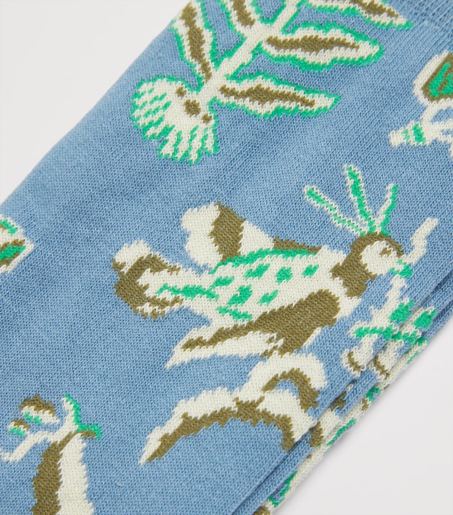 Cotton-Blend Bohemia Socks BLUE Image 2