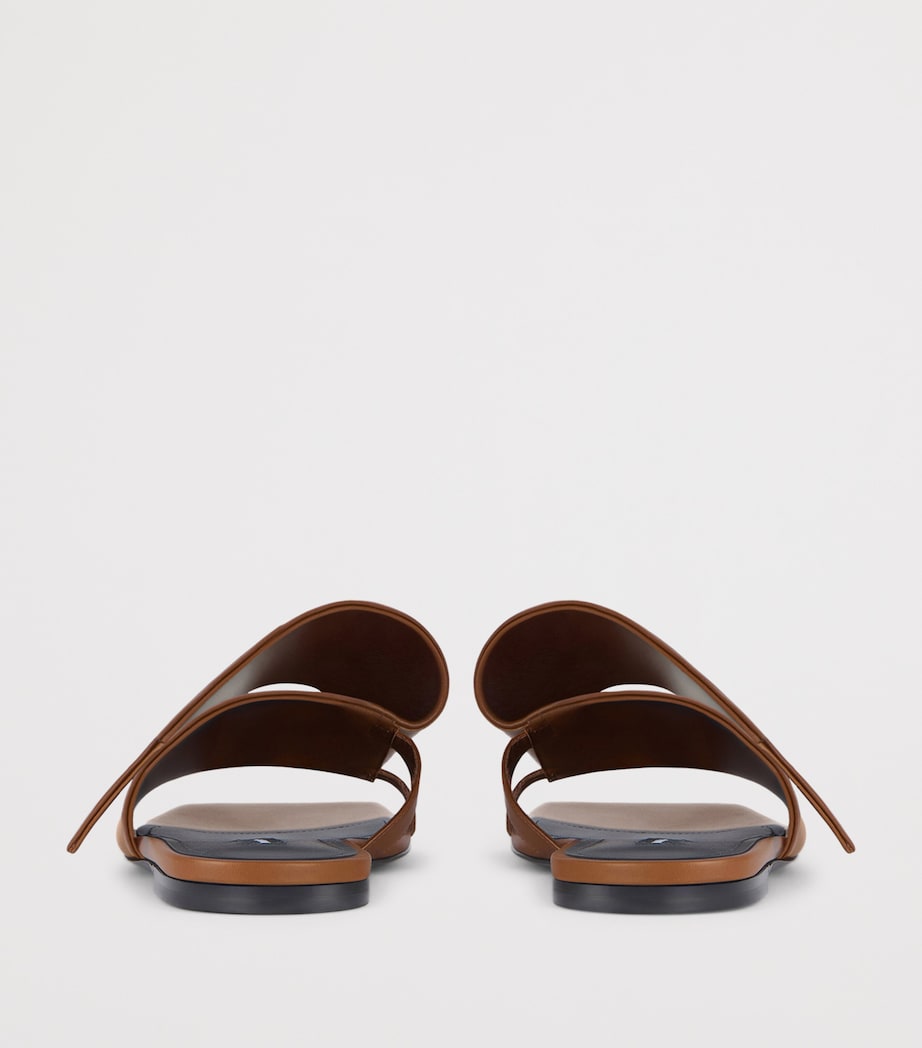 Leather Twisted Ribbon Flat Sandals TAN Image 5