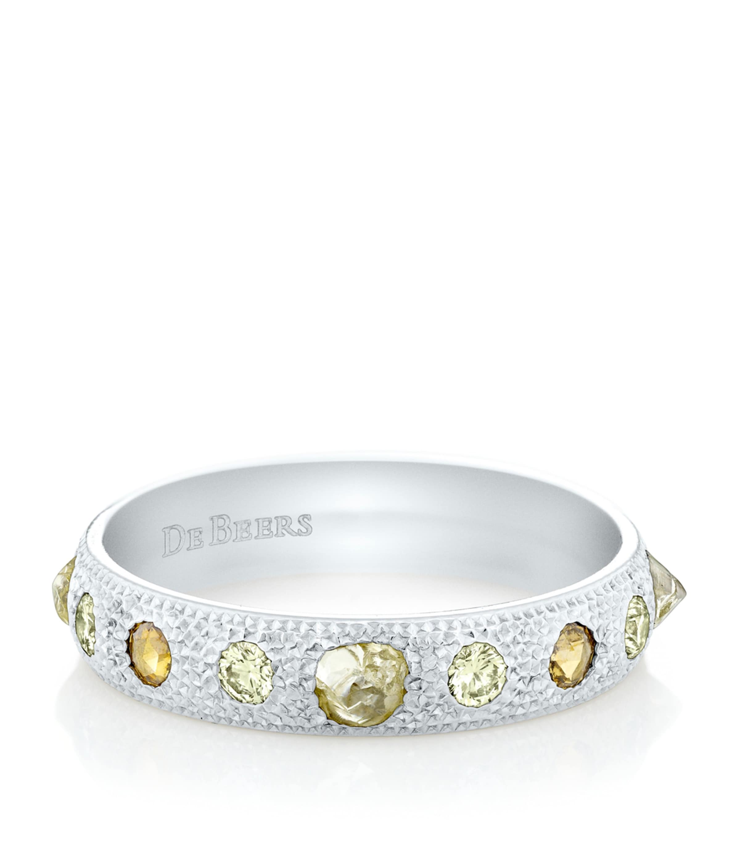 De Beers White Gold And Diamond Talisman Half Pavé Ring In Metallic