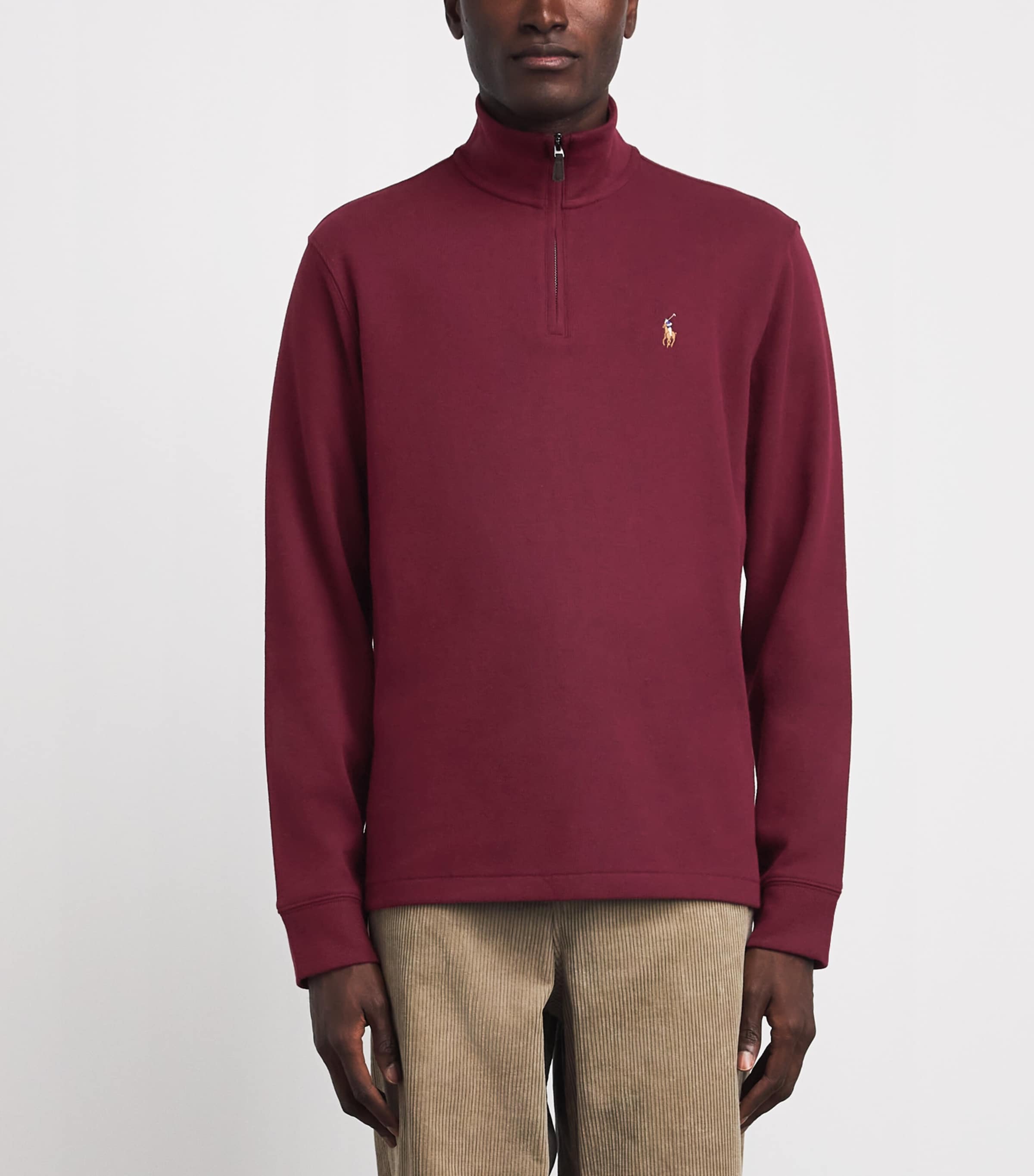 Polo Ralph Lauren Mens Estate-Rib Quarter-Zip Sweater Classic Wine Image 4