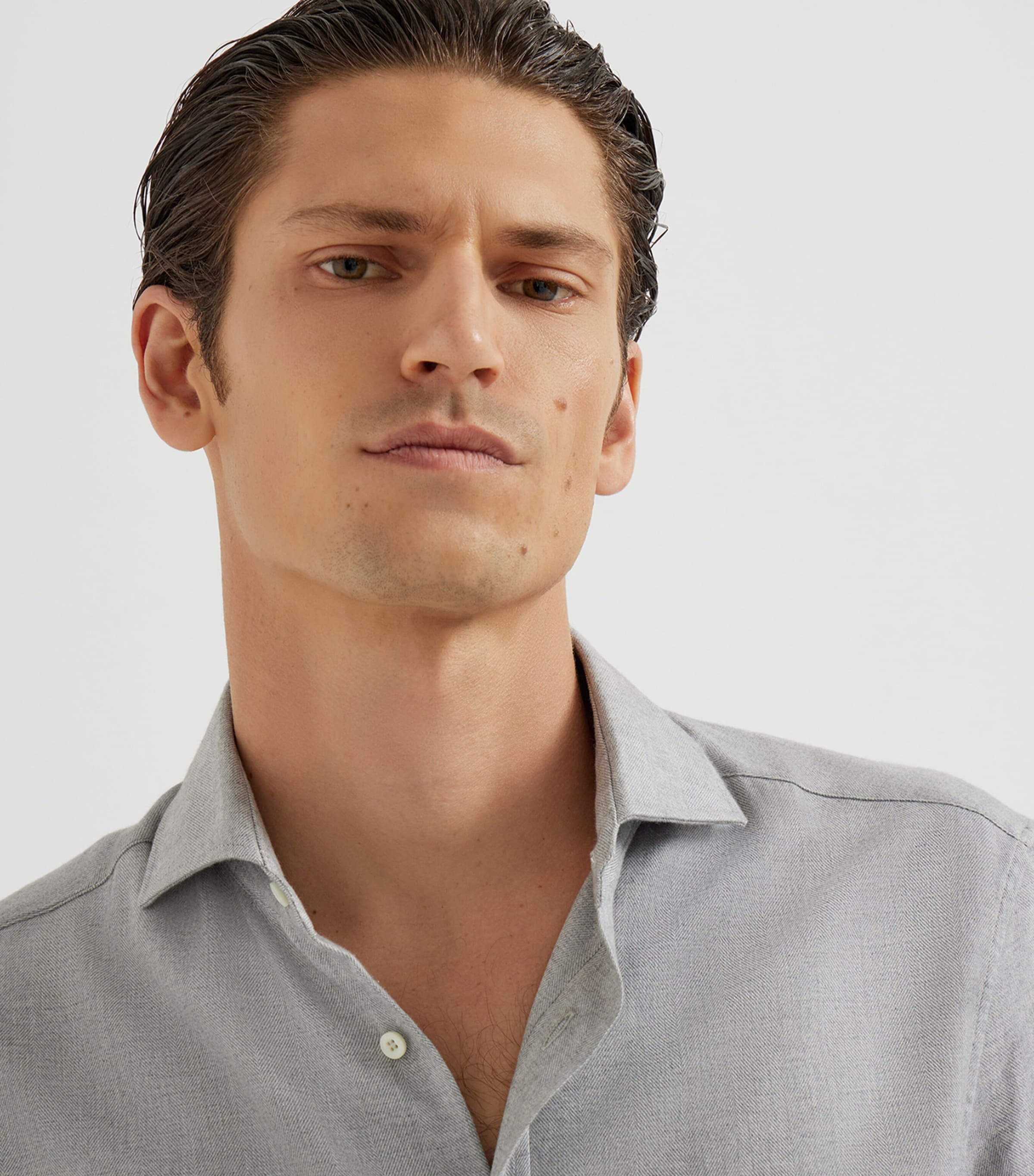 Cotton-Blend Chevron Flannel Shirt C045 Image 6