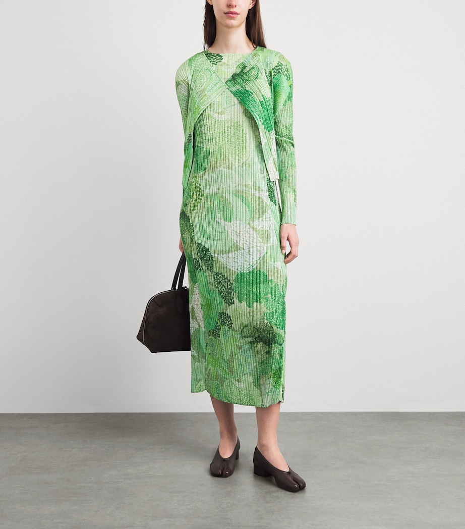 Pleats Please Issey Miyake Womens Pleated Foggy Forest Cardigan Grass Green Image 2
