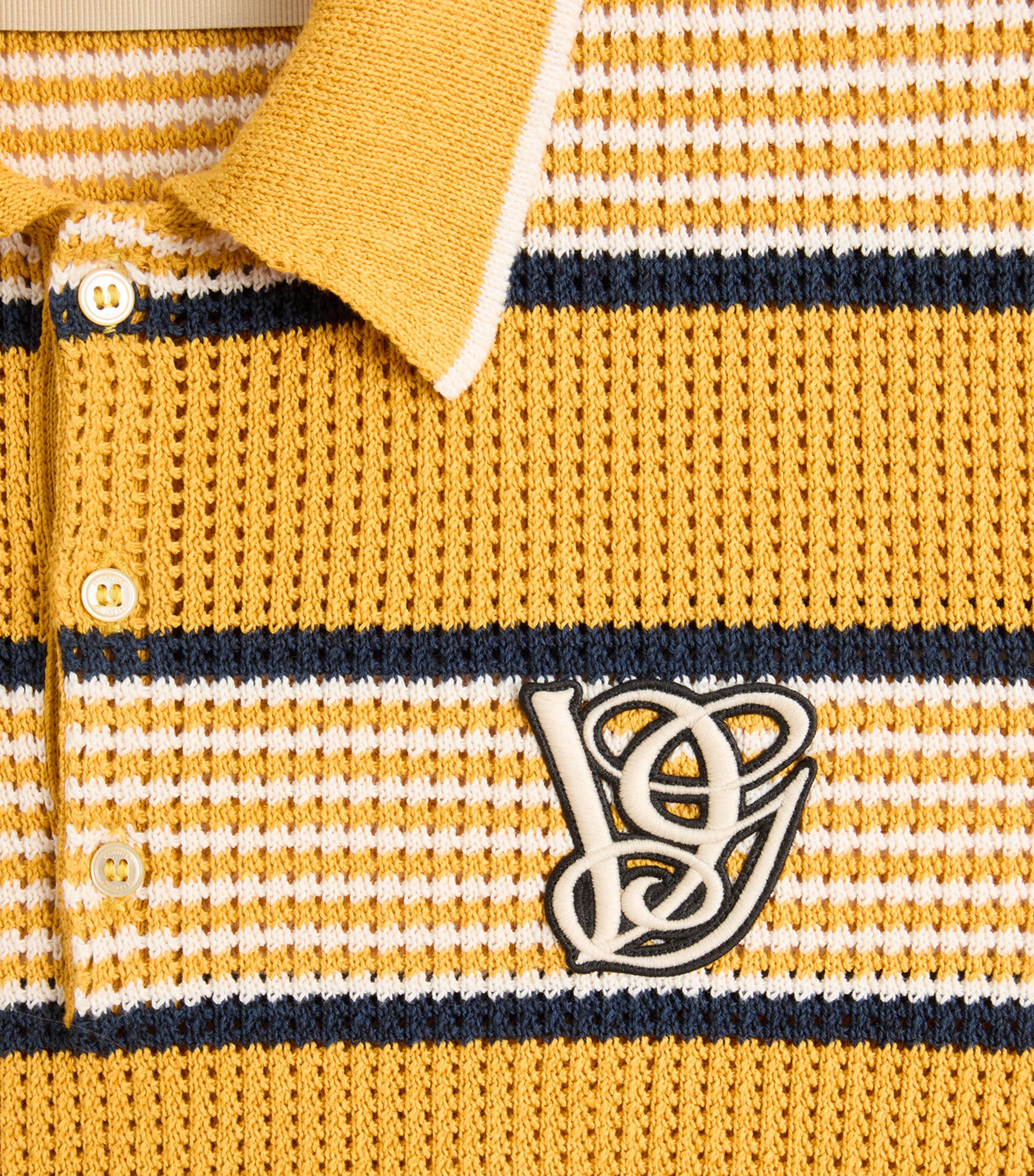 【送料&関税込】Valentino Striped Knitted Polo Shirt Valentino Garavani Striped Knitted Polo Short | Yellow