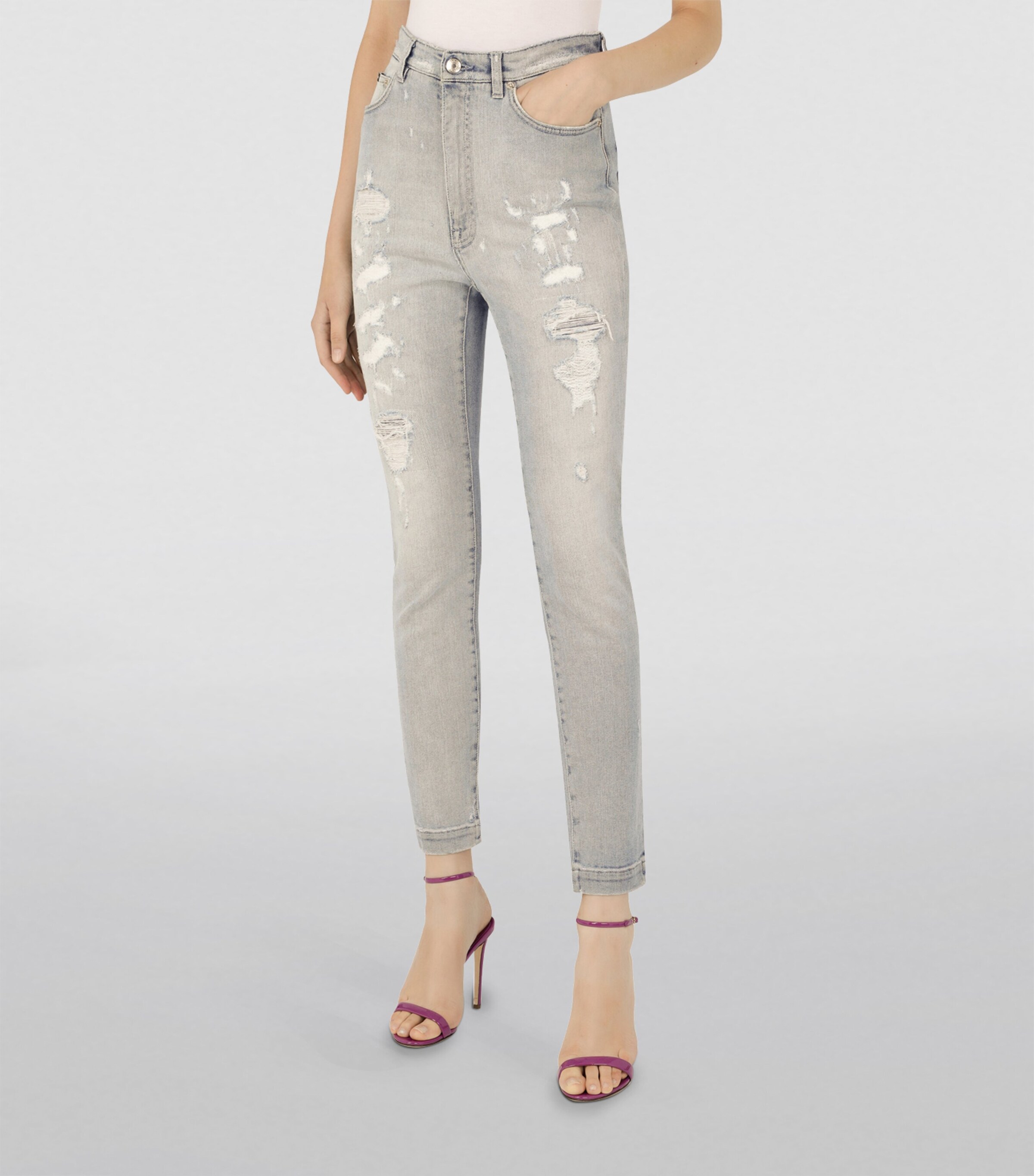Dolce&Gabbana Womens Distressed Skinny Jeans Combined Colou Image 5