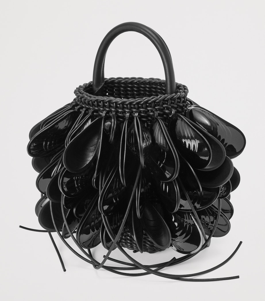 Leather Shell Bucket Bag BLACK Image 6