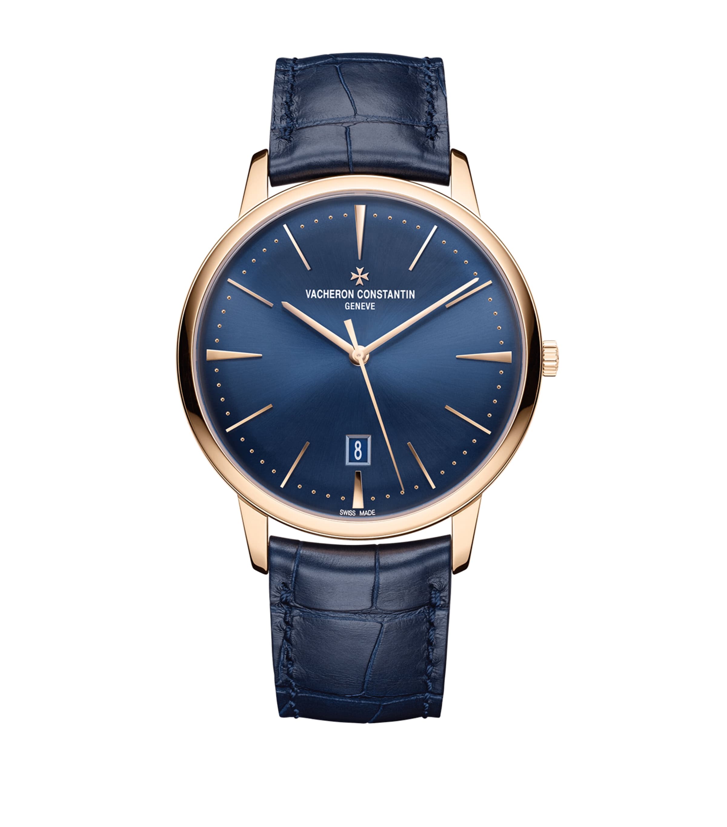 Vacheron Constantin Pink Gold Patrimony Self-winding Watch In Blue