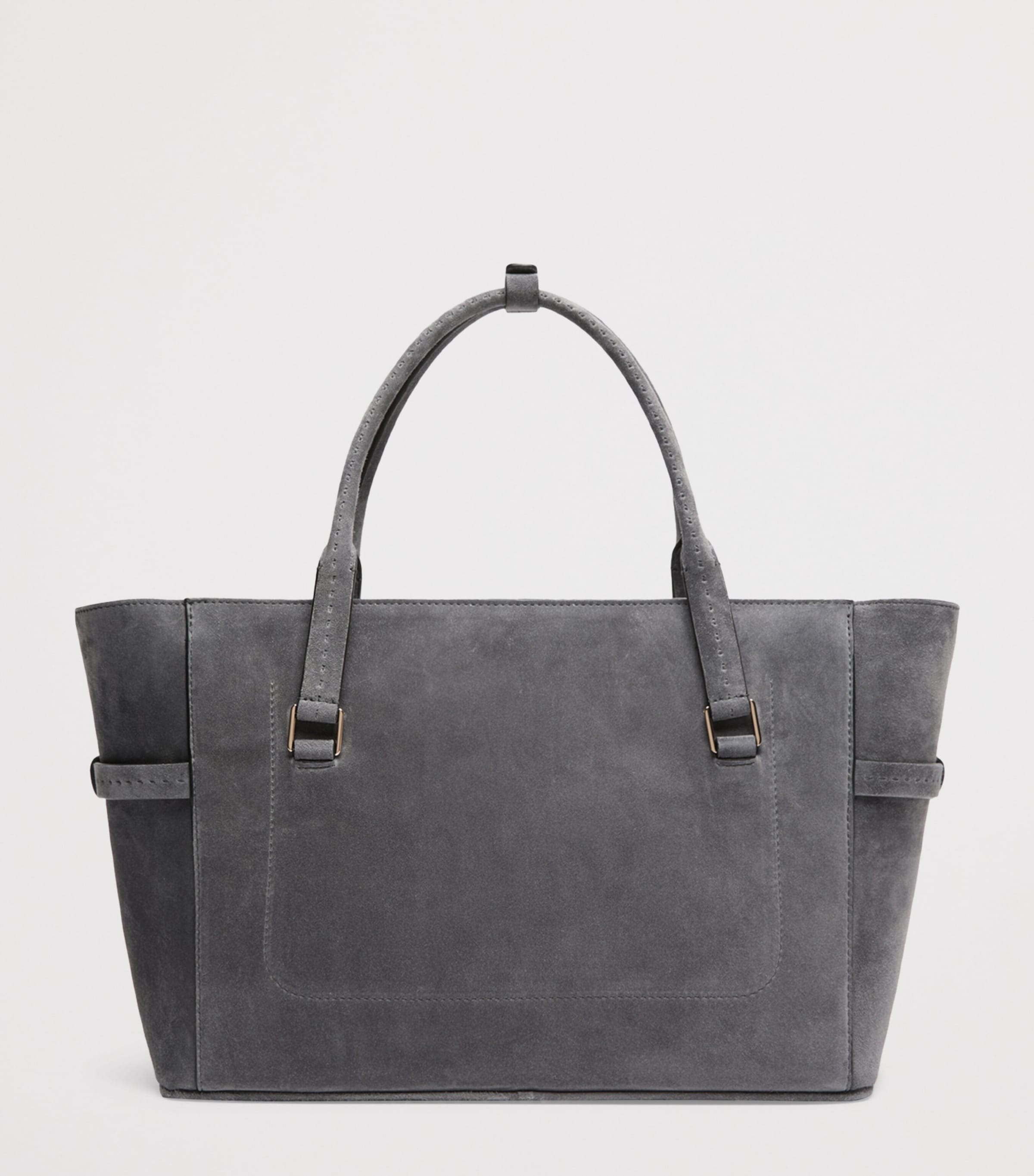 Max Mara Womens Suede Margaux Top-Handle Bag Medium Grey Image 4