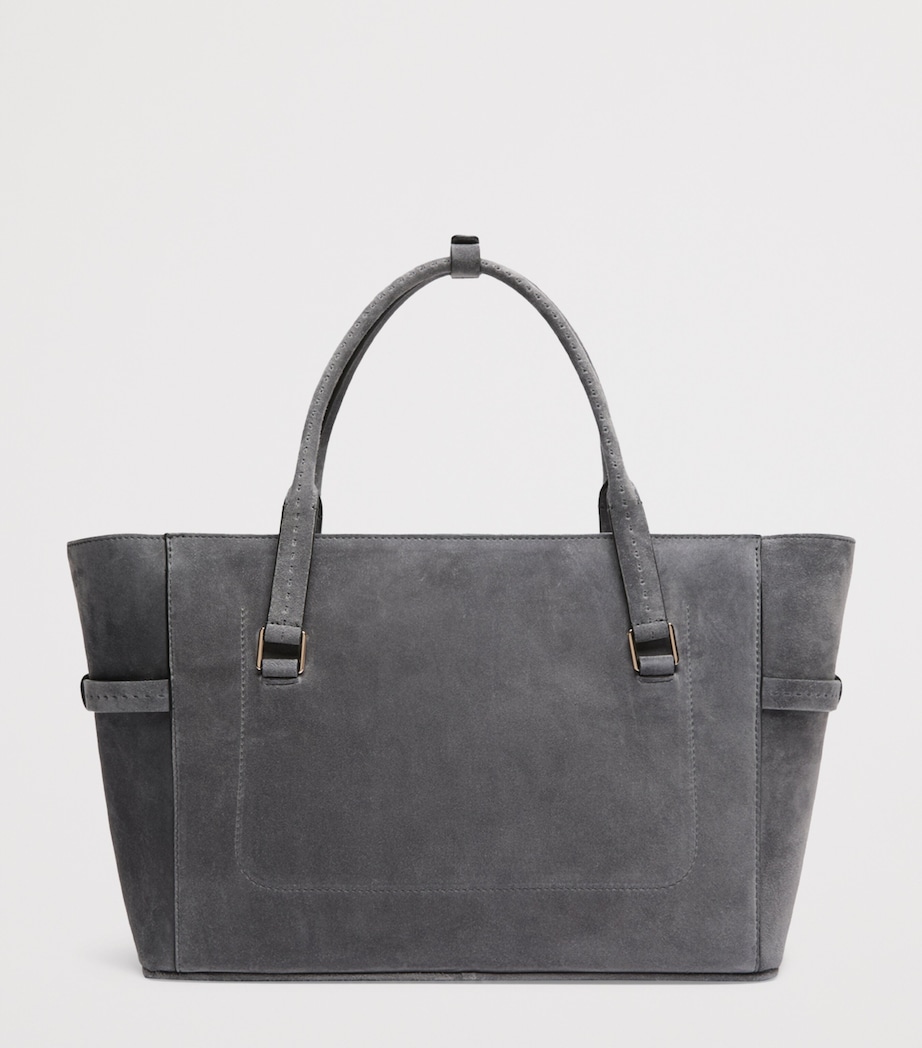 Max Mara Womens Suede Margaux Top-Handle Bag Medium Grey Image 4