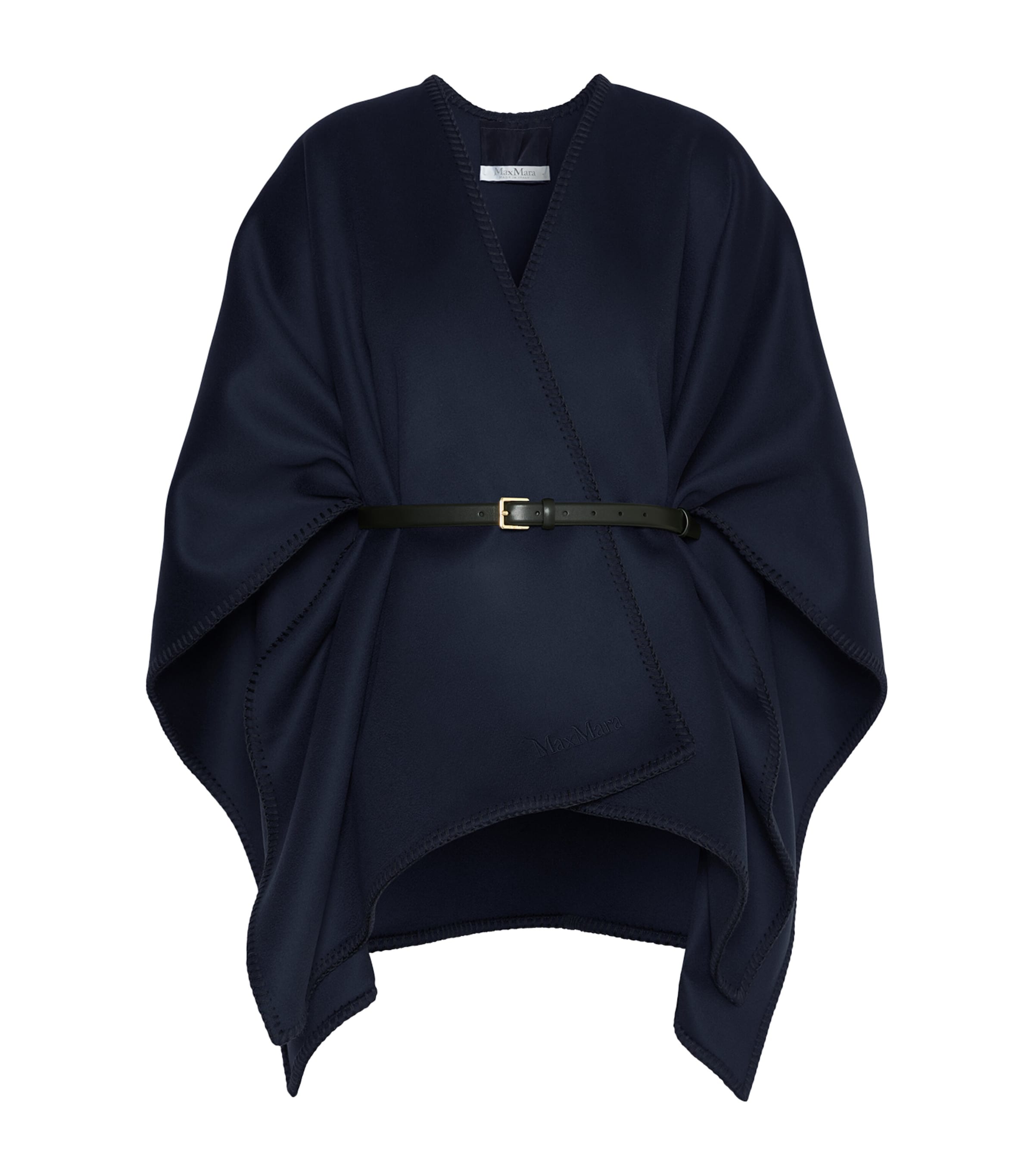 Max Mara Womens Virgin Wool Belted Blanket Coat Midnightblue Image 1
