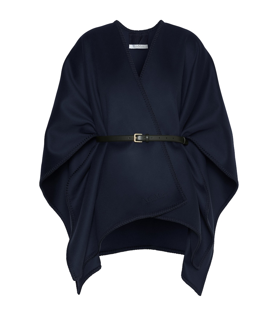 Max Mara Womens Virgin Wool Belted Blanket Coat Midnightblue Image 1