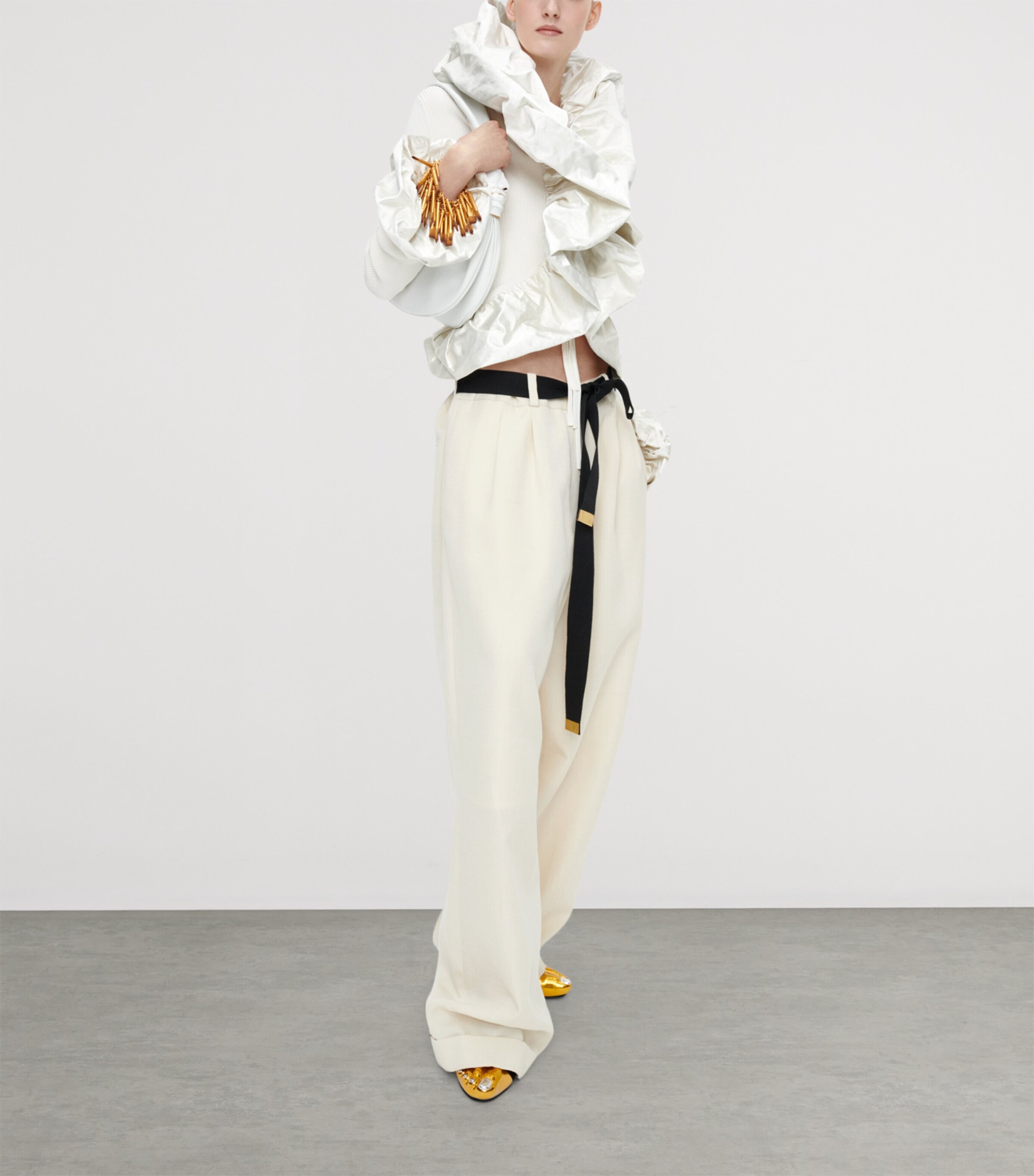 Schiaparelli Womens Canvas Oversized Trousers Ecru Image 3