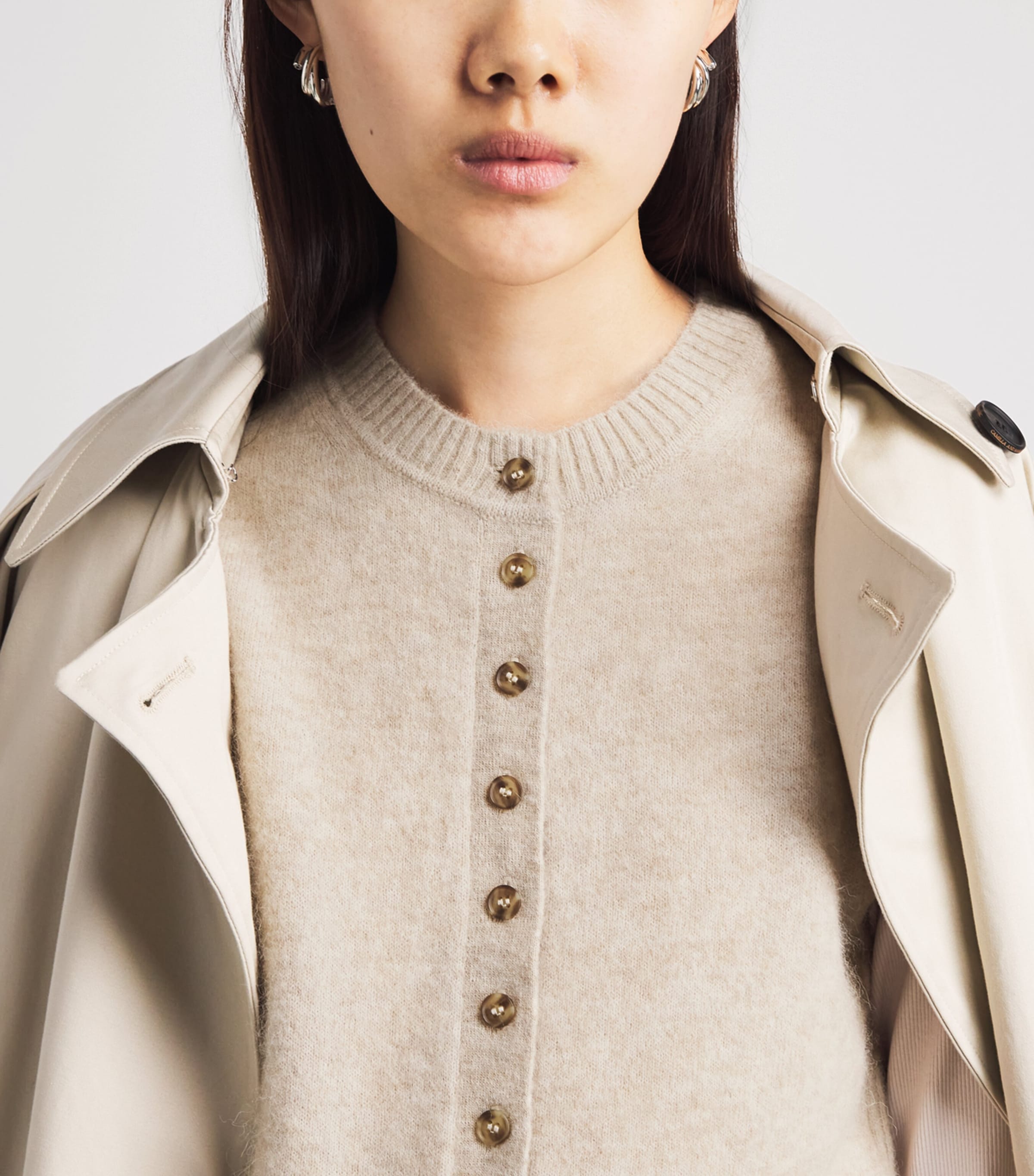 ME+EM Womens Wool-Blend Henley Sweater Vest Oatmeal Melange Image 3