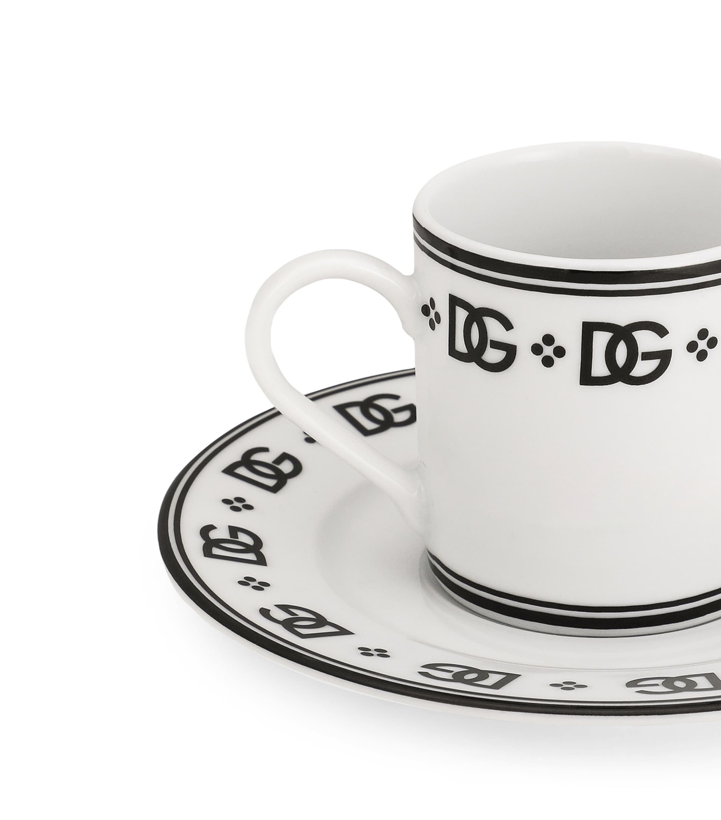 DG Logo Coffee Cups and Saucers (Set of 2) U0082-DG LOGO BORDO Image 3