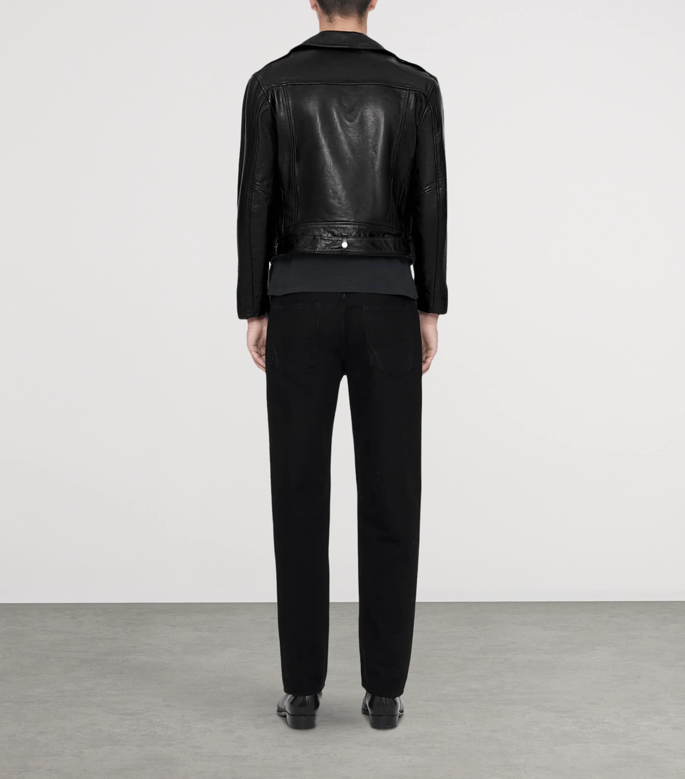 AllSaints Mens Neo Leather Biker Jacket Black Image 7