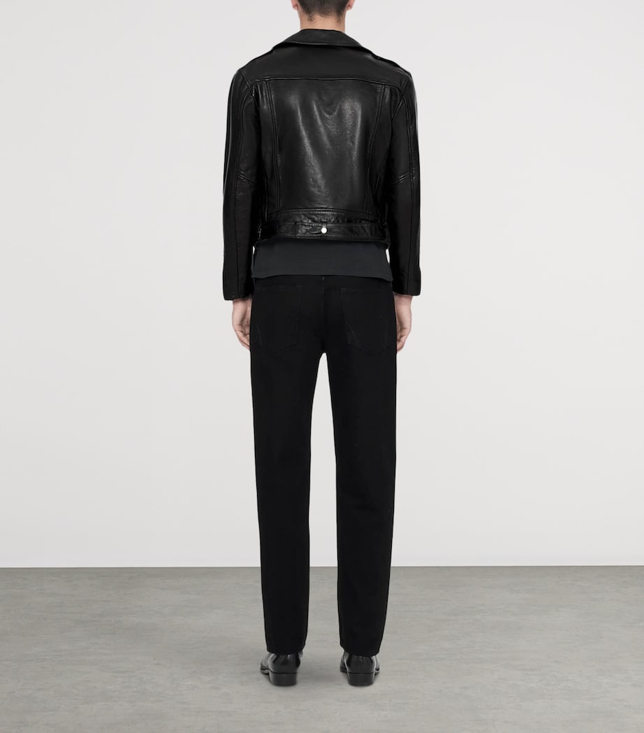 AllSaints Mens Neo Leather Biker Jacket Black Image 7
