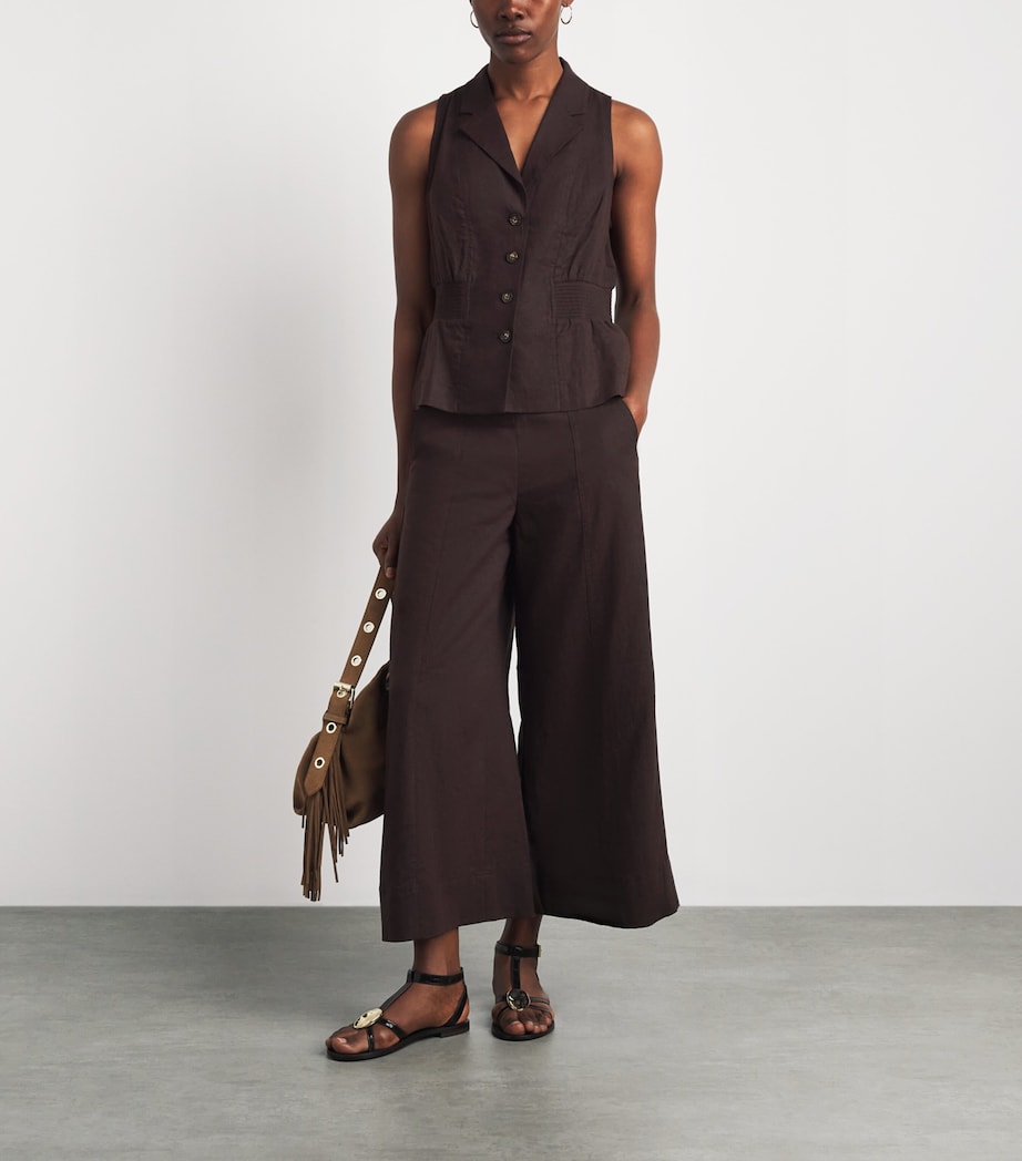 ME+EM Womens Cropped Wide-Leg Trousers Cocoa Brown Image 2