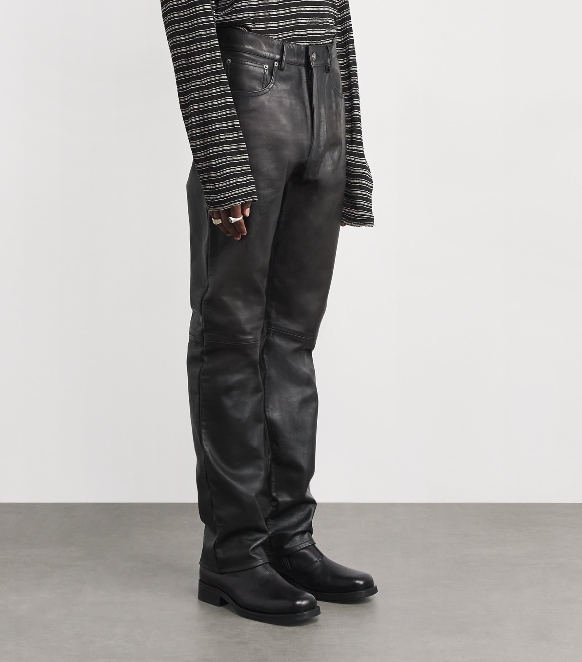 Leather Slim Jeans BLACK & BROWN Image 3