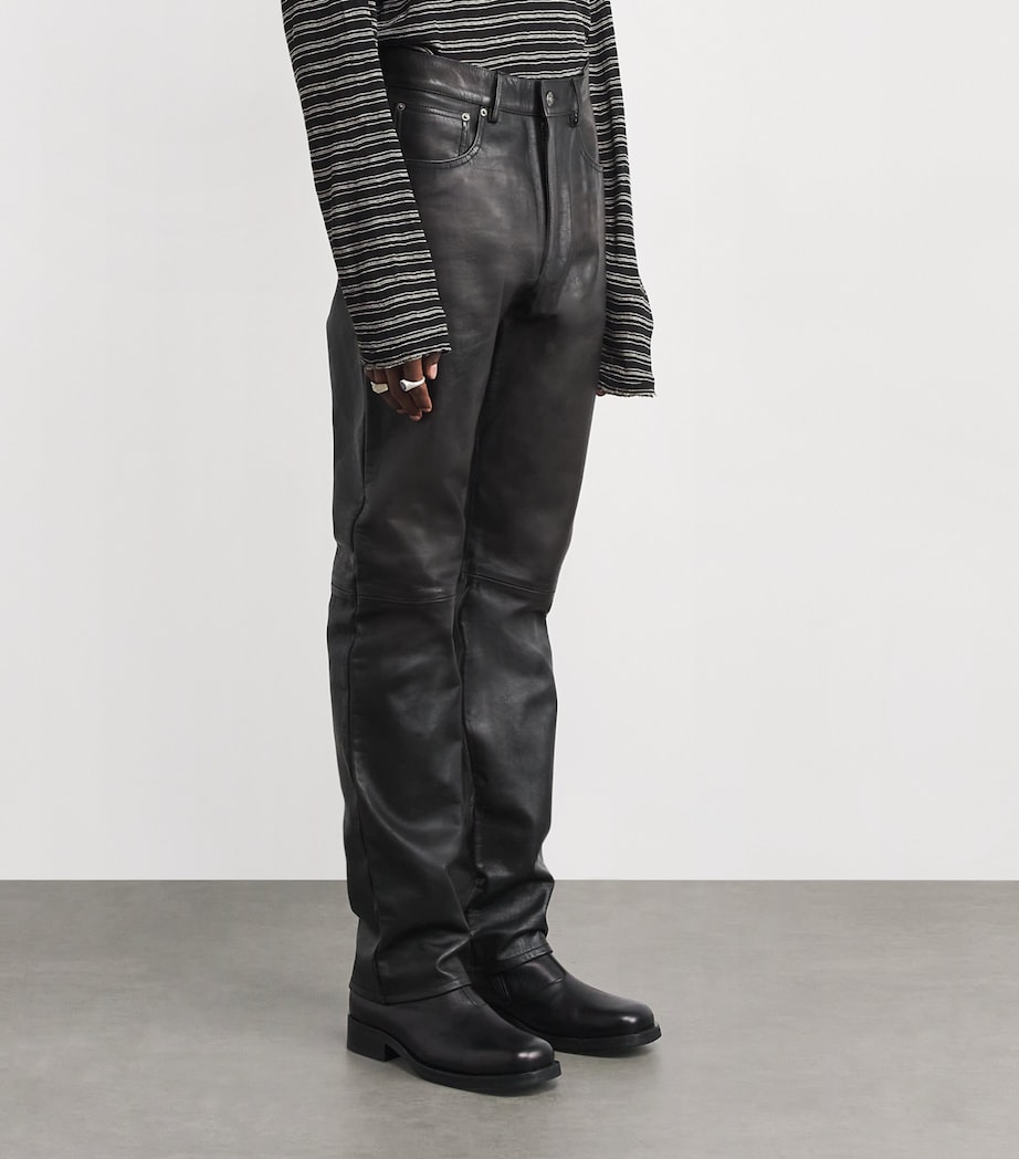 Leather Slim Jeans BLACK & BROWN Image 3