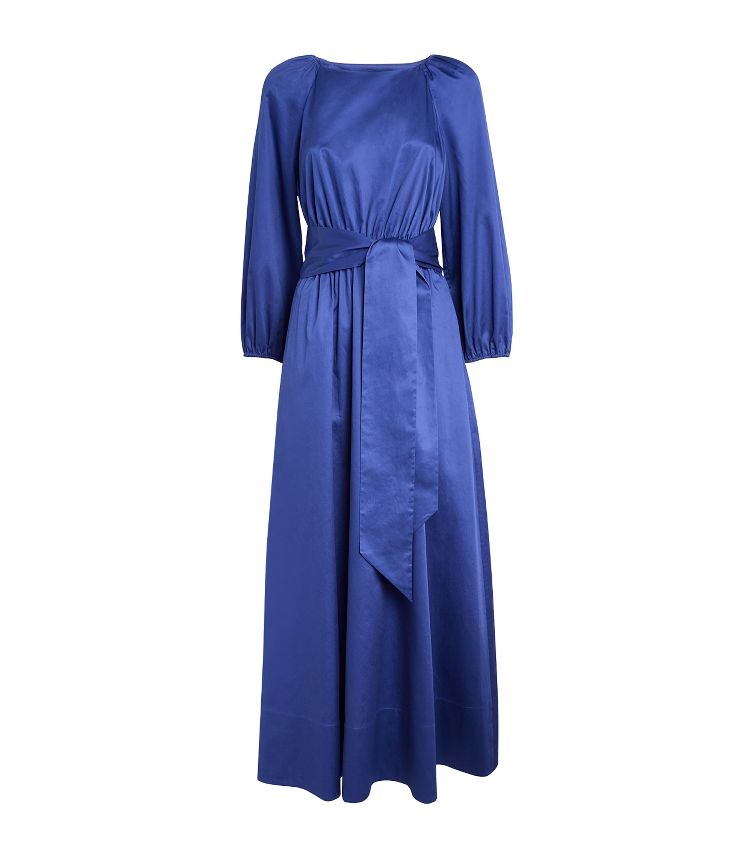 Joseph Cotton Belted Bellan Maxi Dress In Blue
