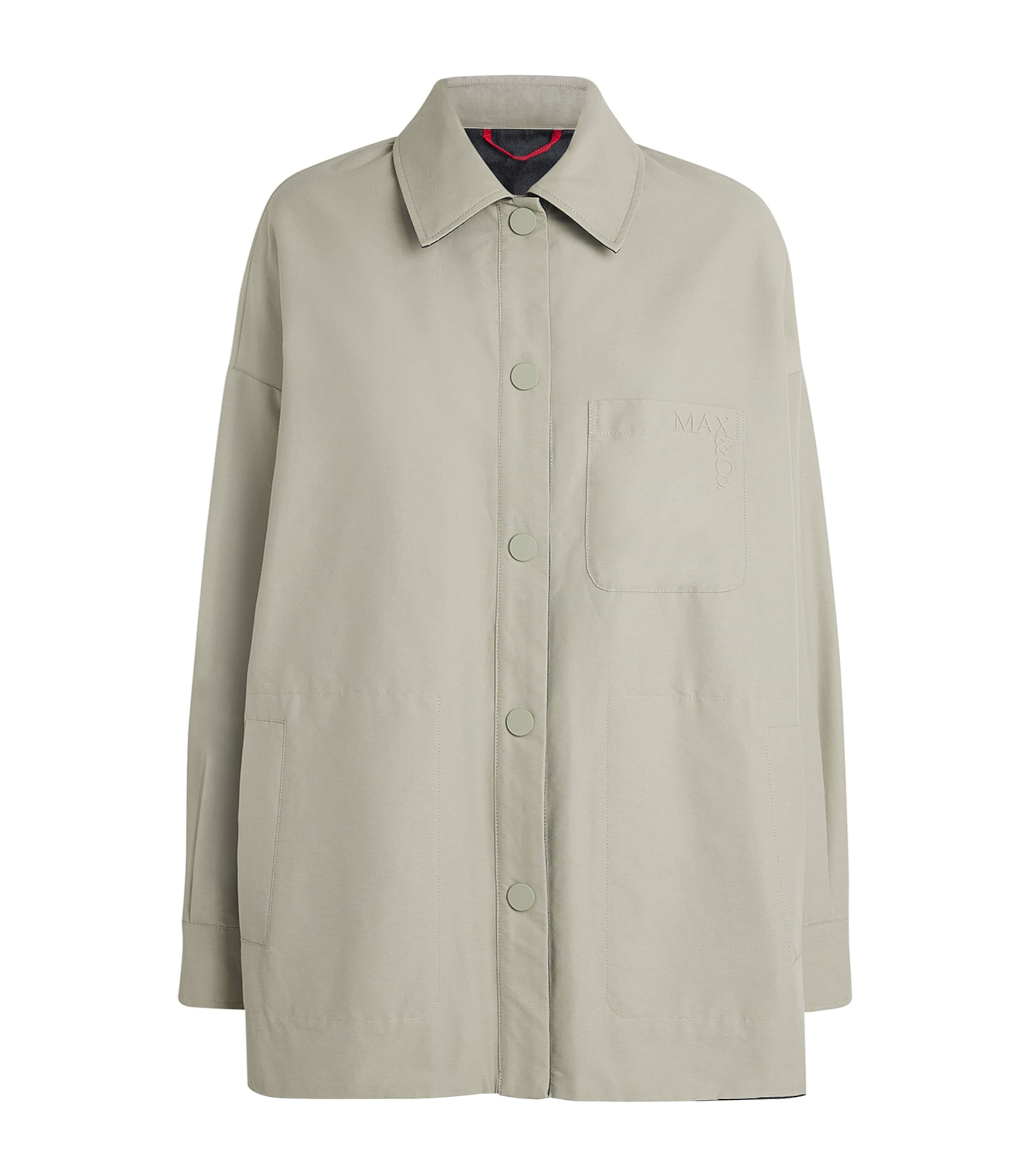 Max & Co Reversible Oversized Shirt Jacket In Green