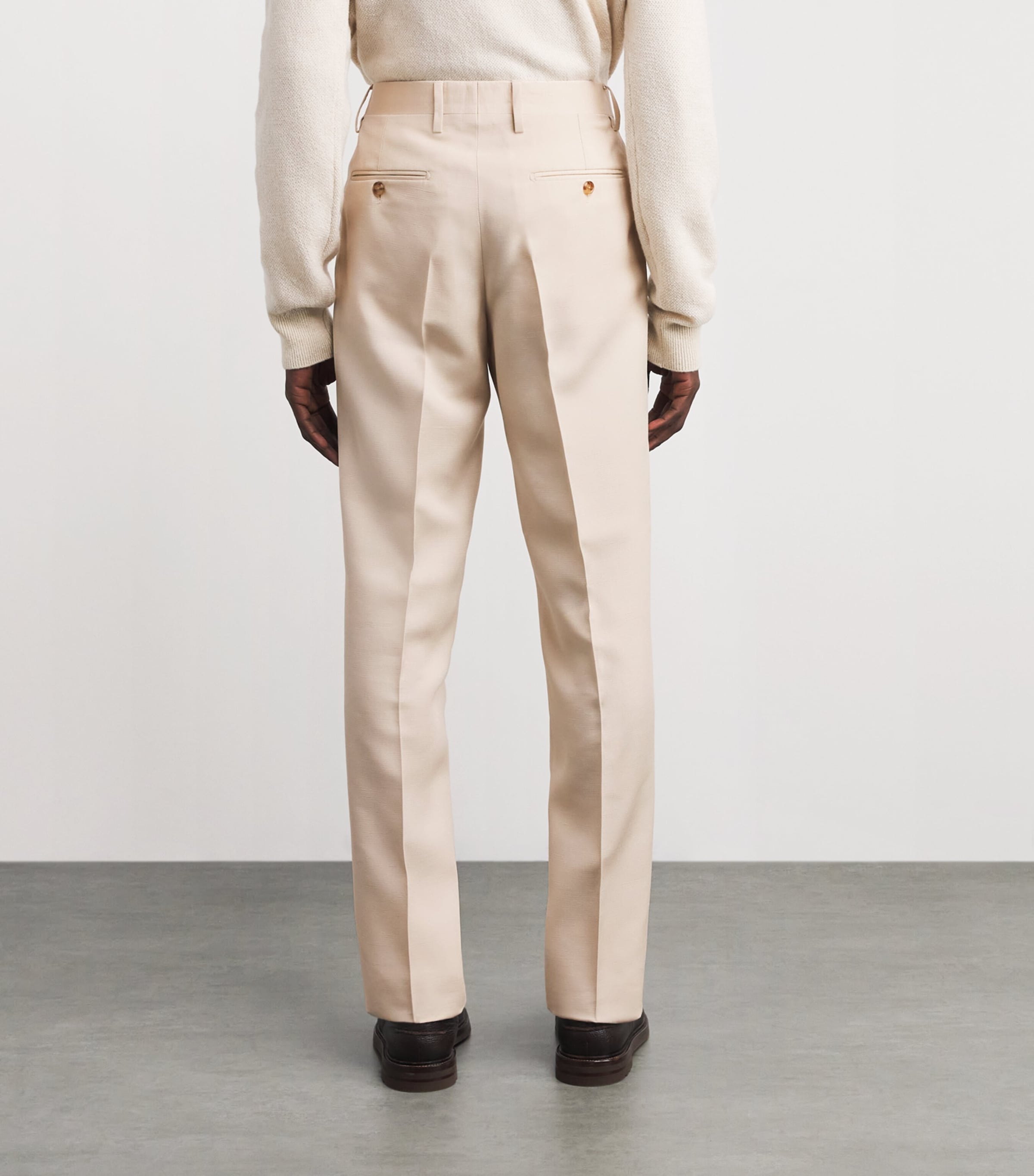 Wool-Blend Casual Trousers 180 LIGHT BEIGE Image 4