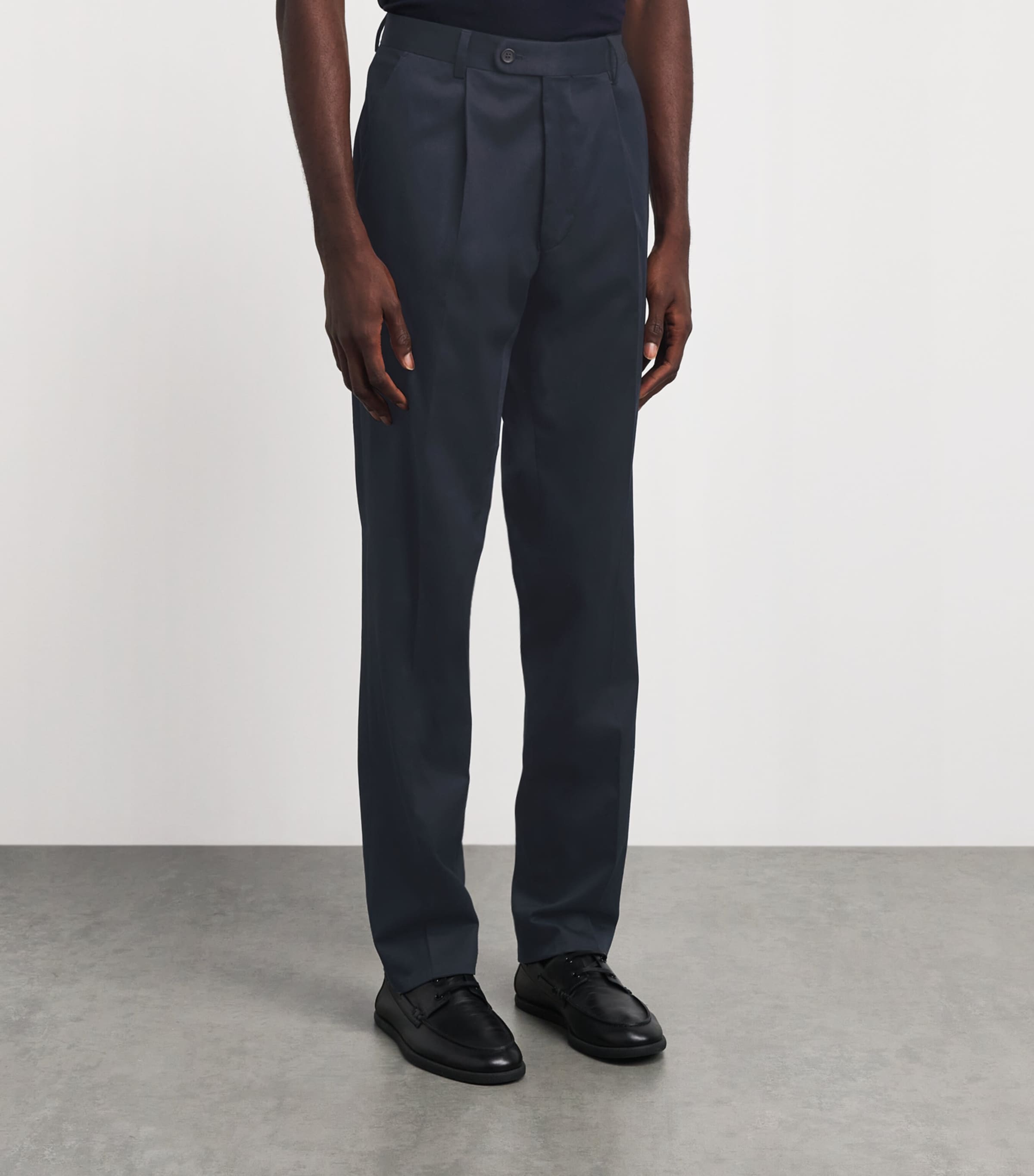 N.Peal Mens Stretch-Cotton Atrani Trousers Navy Image 4