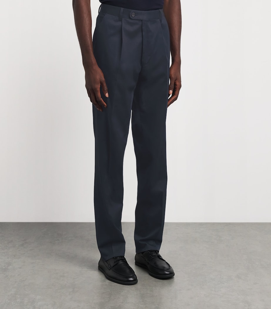 N.Peal Mens Stretch-Cotton Atrani Trousers Navy Image 4
