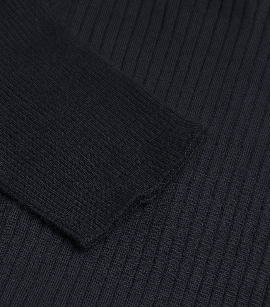 Cashmere-Silk Ribbed T-Shirt 0350 - NAVY BLUE Image 5