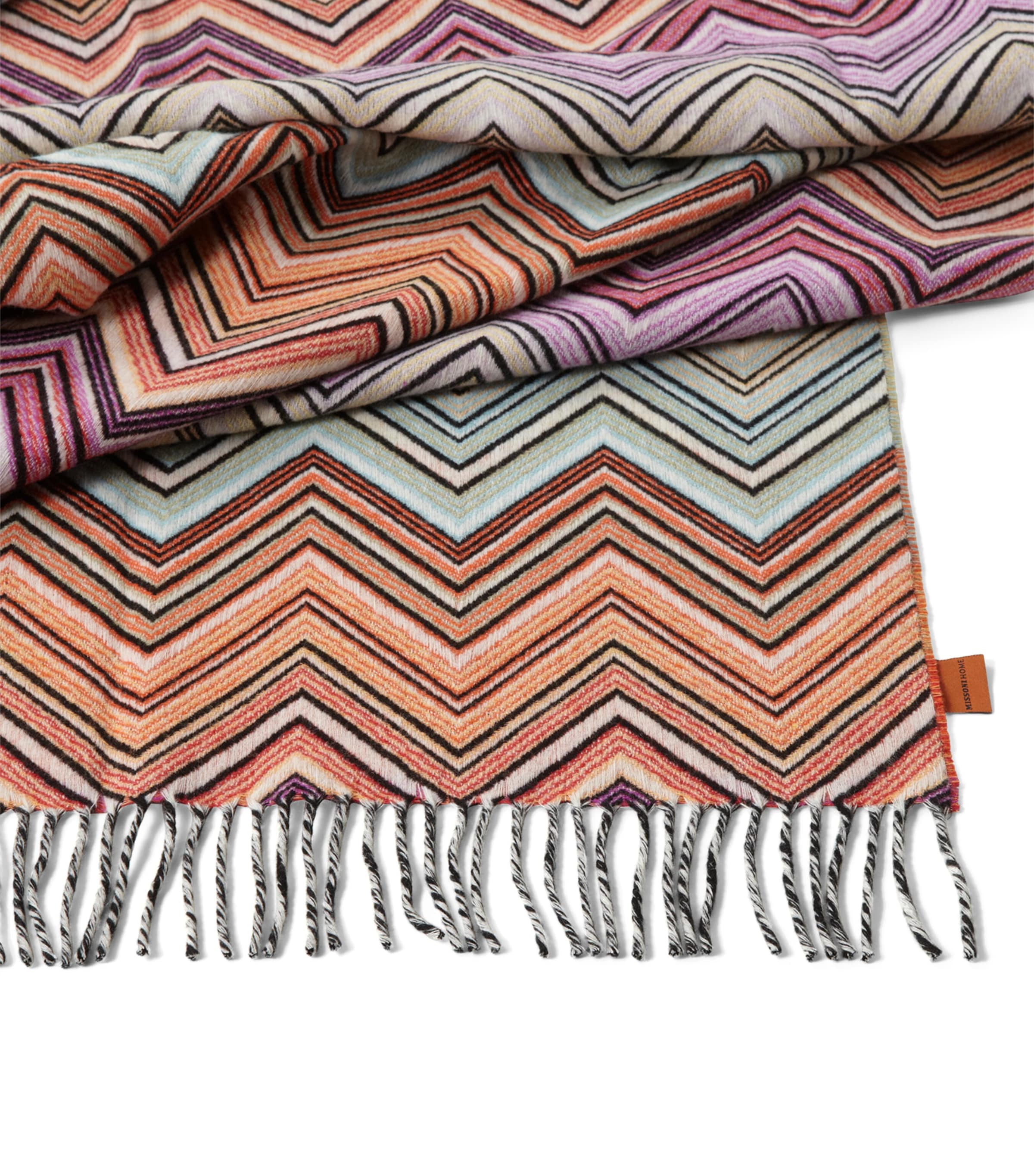 Missoni Home Wool-Blend Perseo Throw (130cm x 190cm) Multi Orng Image 2
