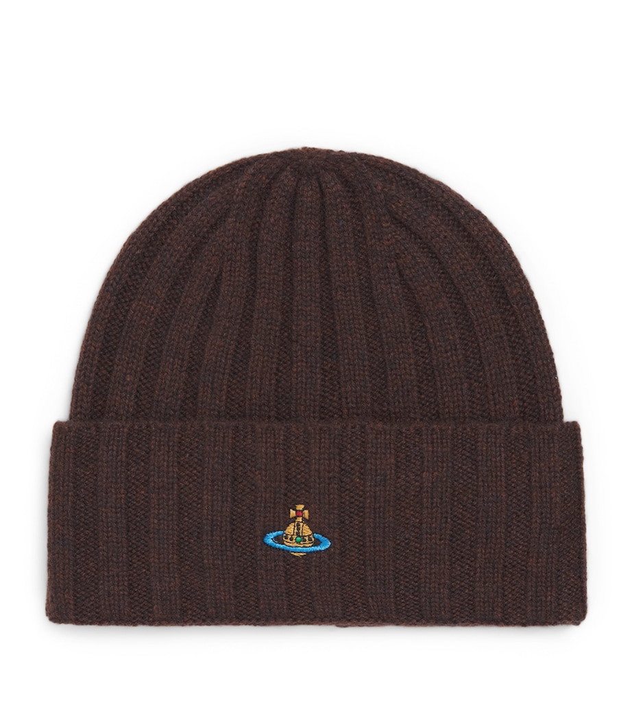 Vivienne Westwood Cashmere Classic Beanie Brown Image 1