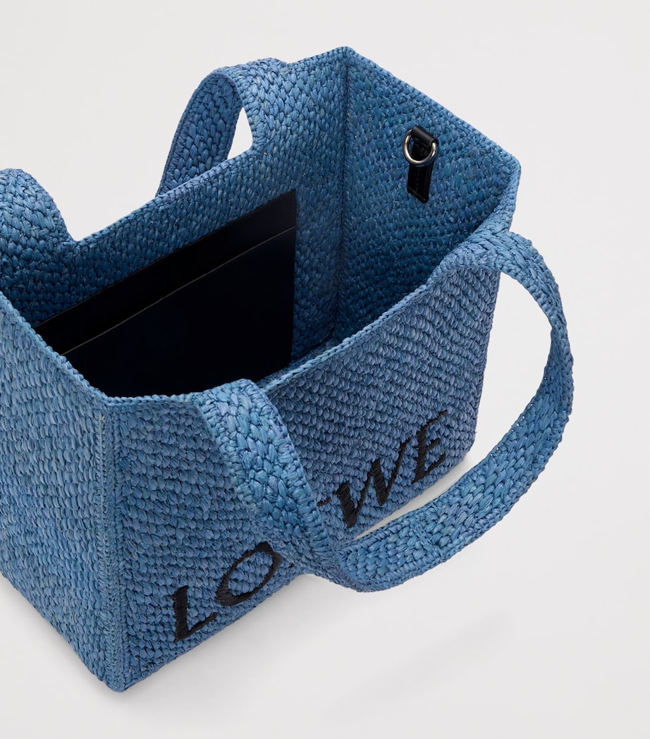 x Paula's Ibiza Medium Raffia Font Tote Bag LIGHT BLUE Image 6