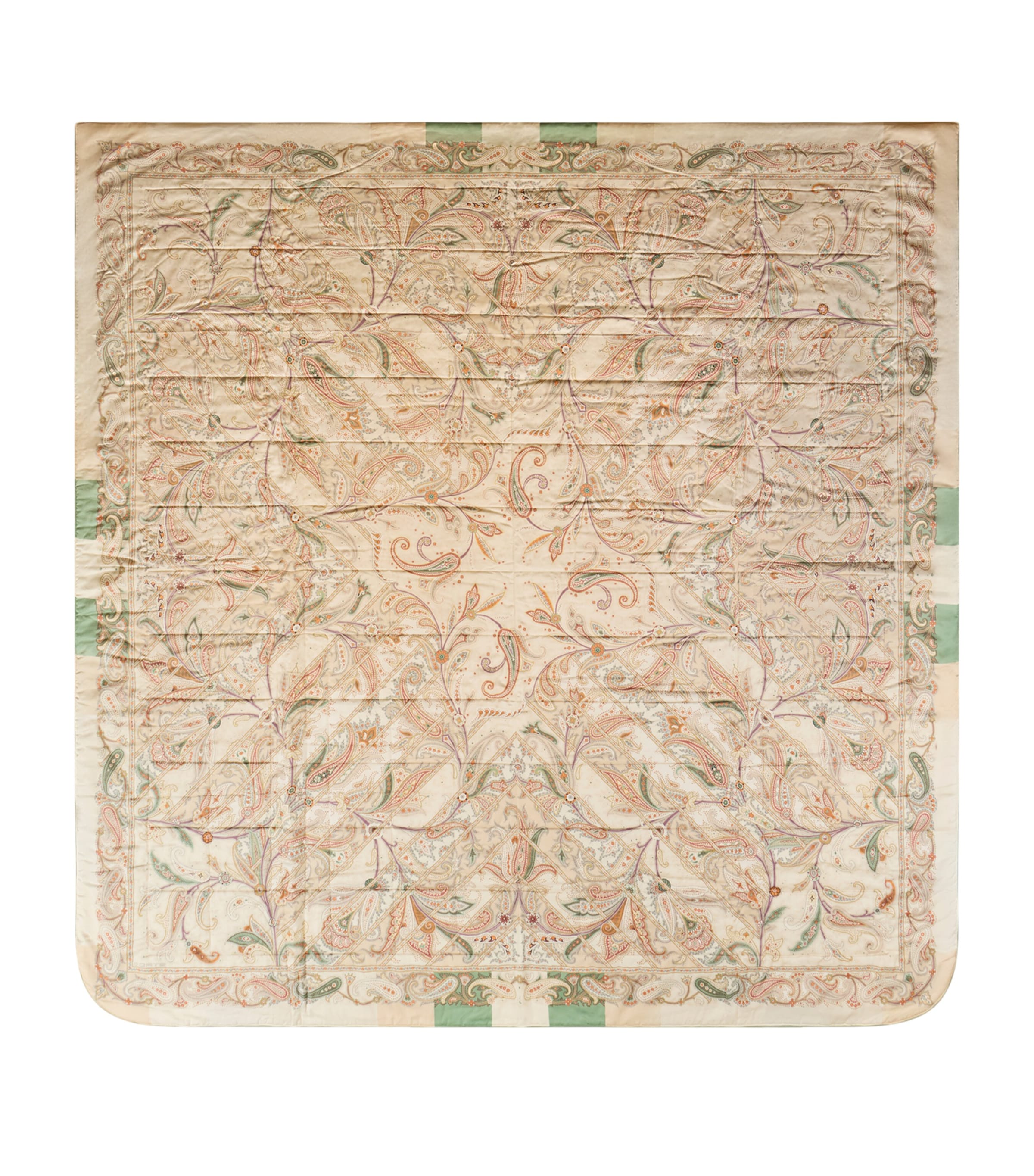 Etro Cotton Quilted Yaara Bedspread (270cm x 270cm) Print On Beige Base Image 1