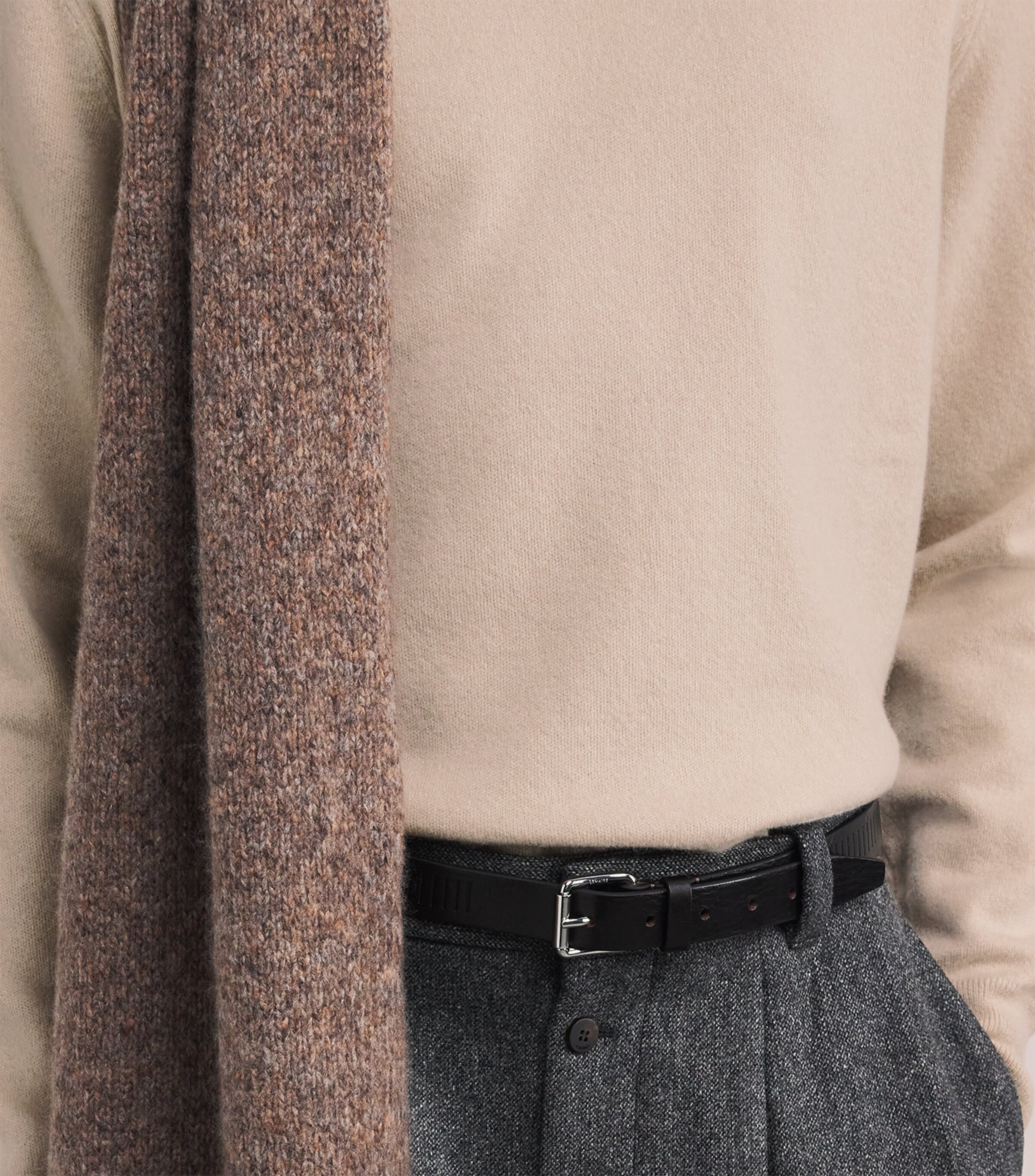 Colombo Mens Kid Cashmere Crew-Neck Sweater Beige Image 6