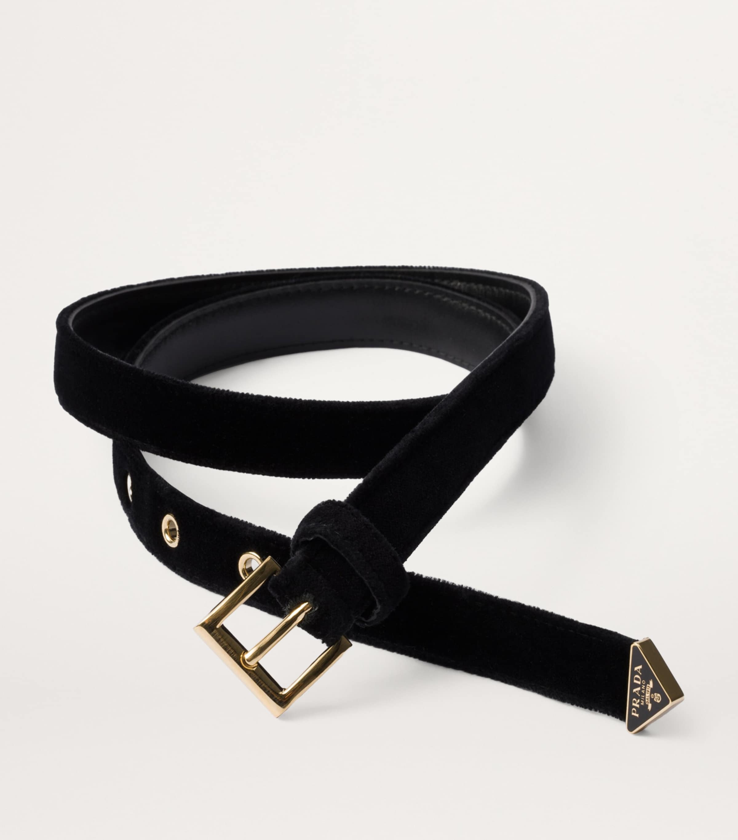 Prada Black Velvet Belt | Harrods UK display picture 1
