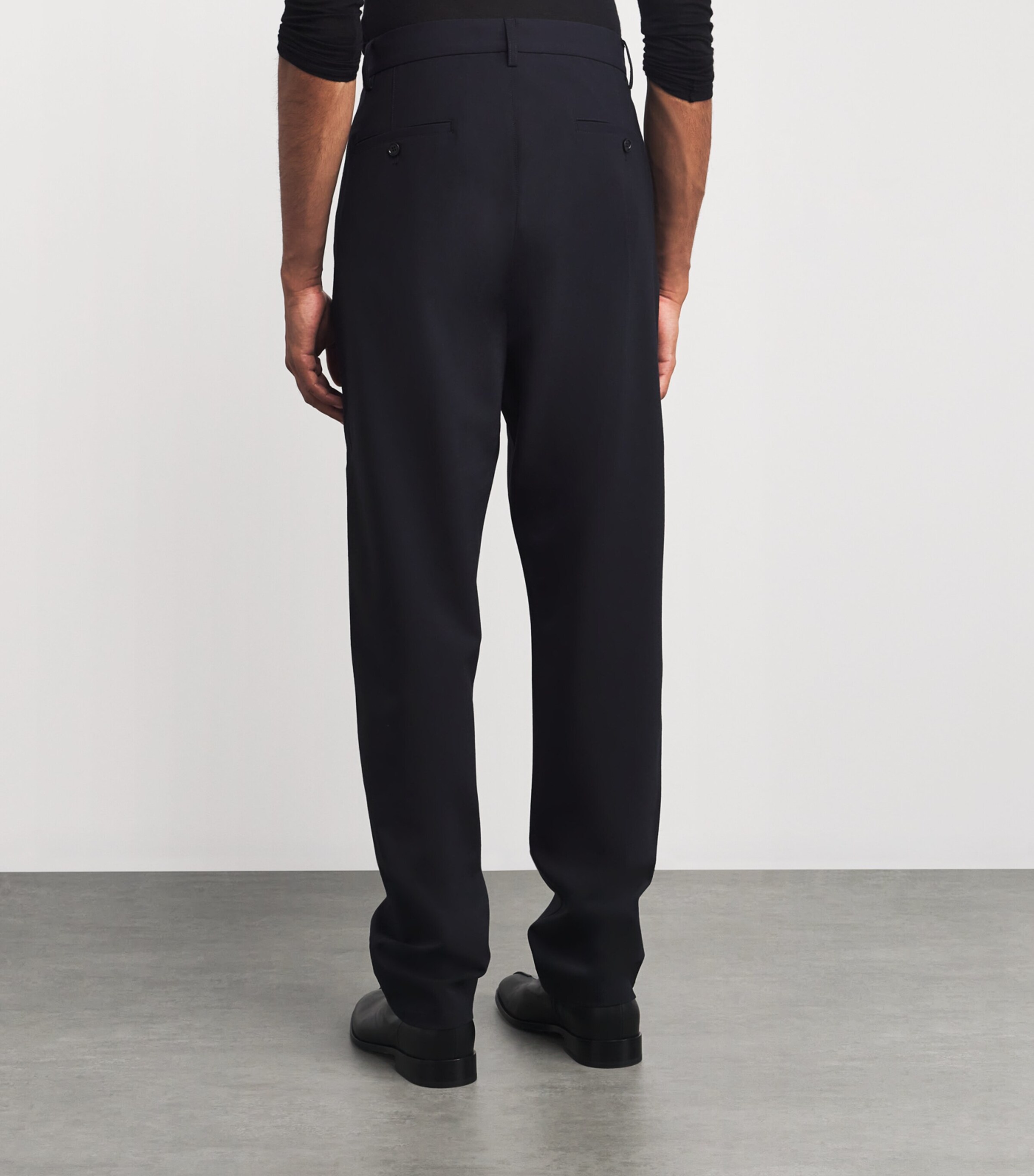 Straight Trousers 01098 - BLACK / NAVY Image 4