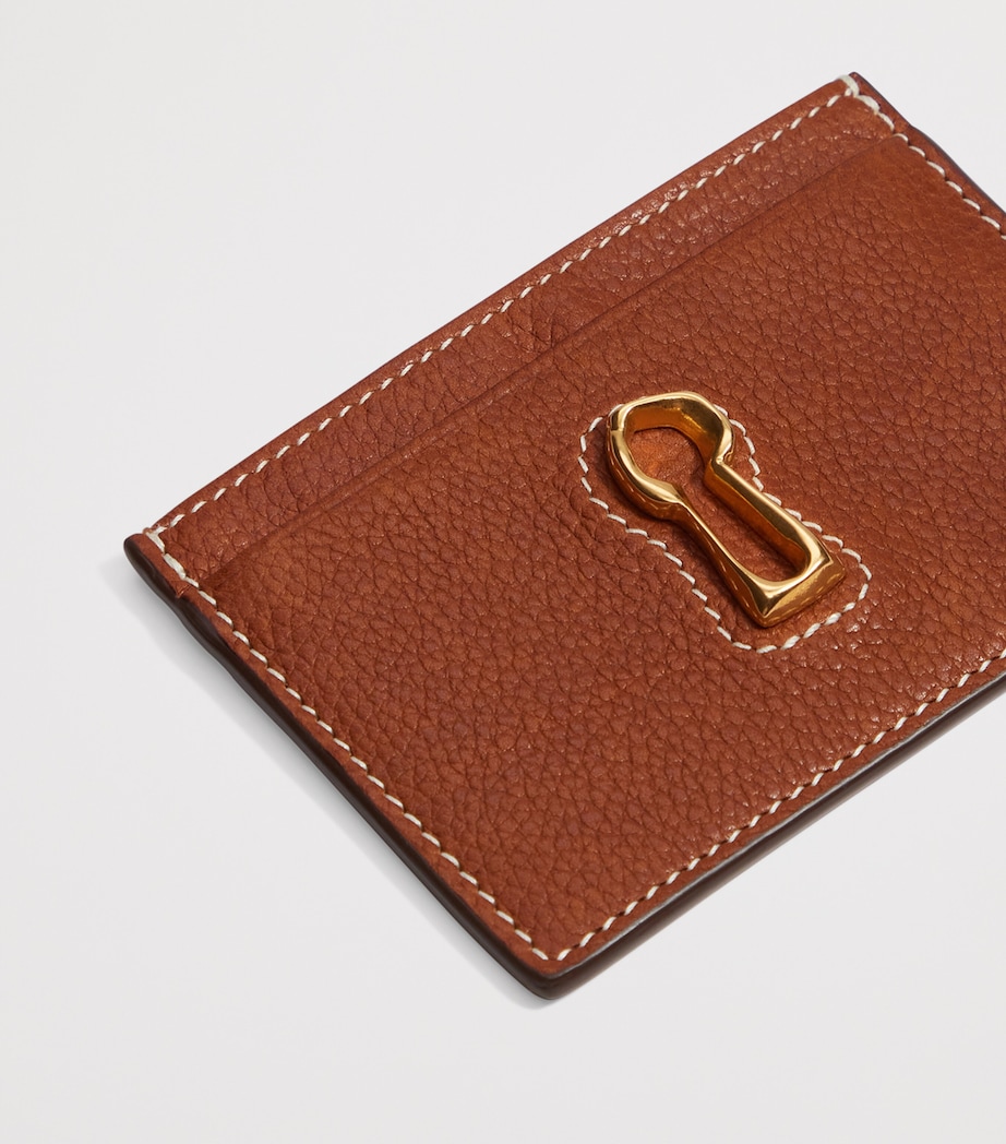 Leather Keyhole Card Holder 806 CARAMEL Image 2