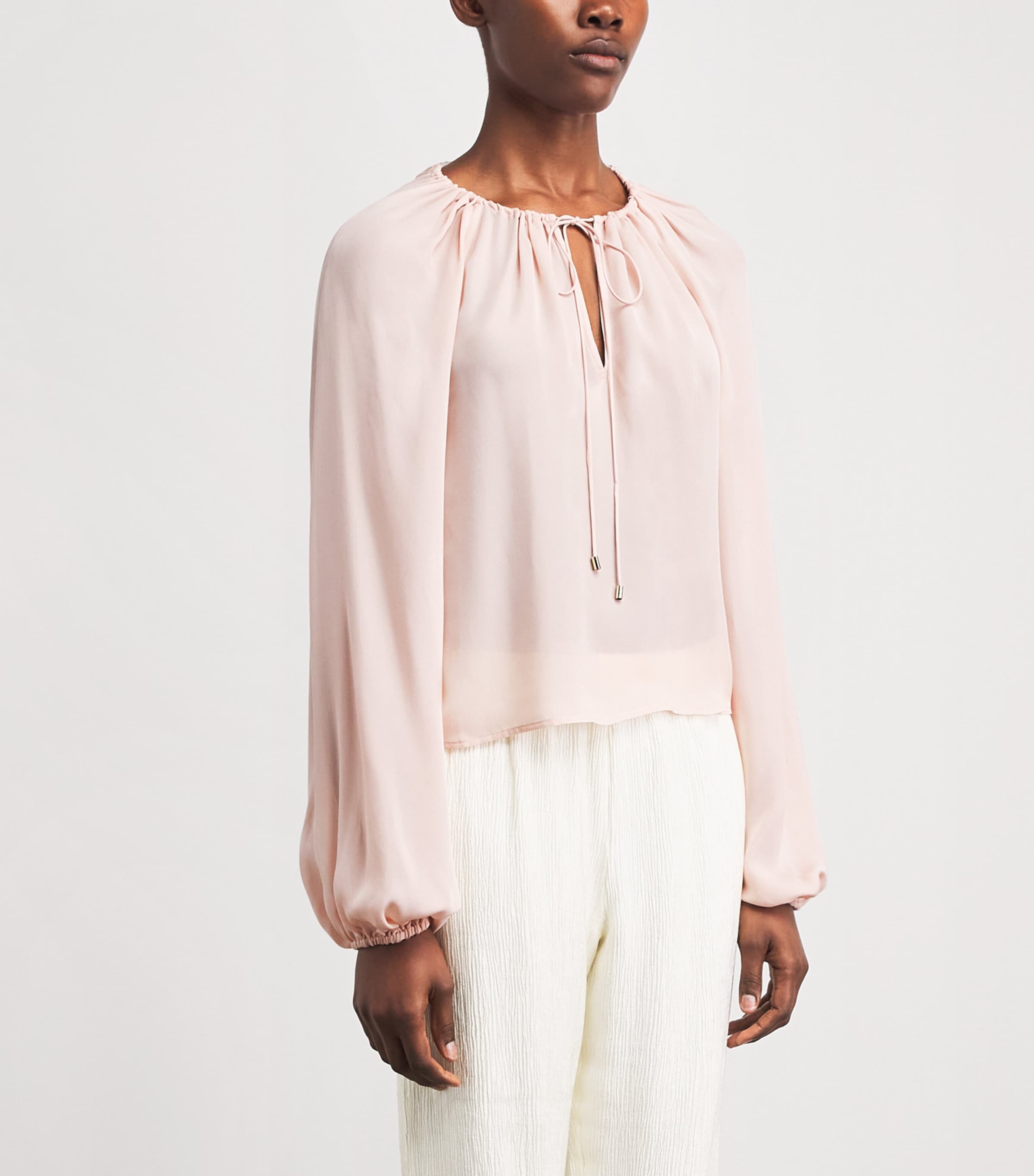 FRAME Womens Silk Balloon Blouse Taffy Image 4