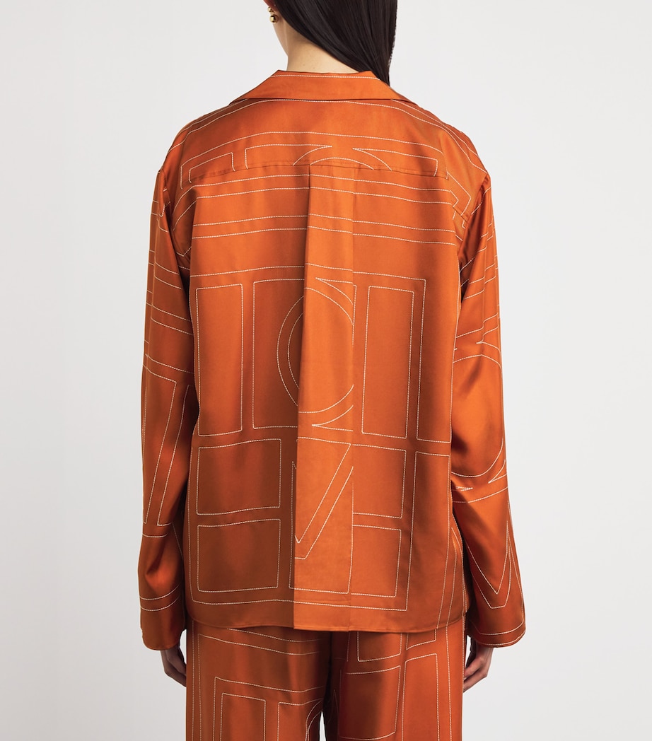 Silk Embroidered Monogram Shirt 161 TERRACOTTA Image 4