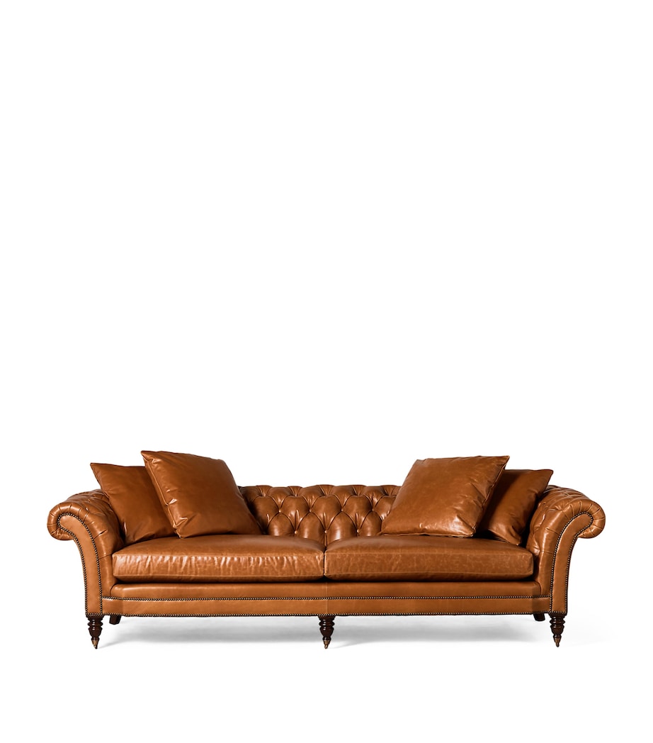 Beech and Leather Brook Street Sofa MEDIUM MAHOGANY Image 1