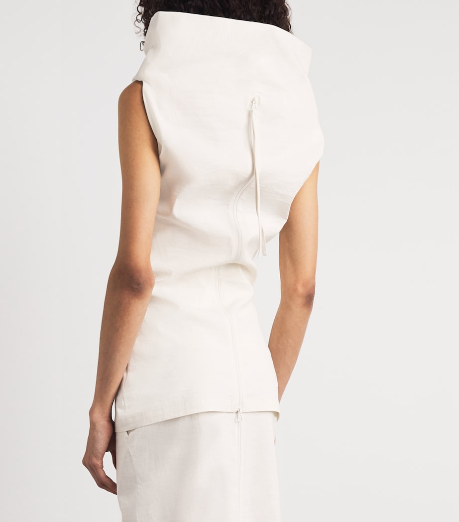 Issey Miyake Womens Allow Sleeveless Mock Neck Top Off White Image 5