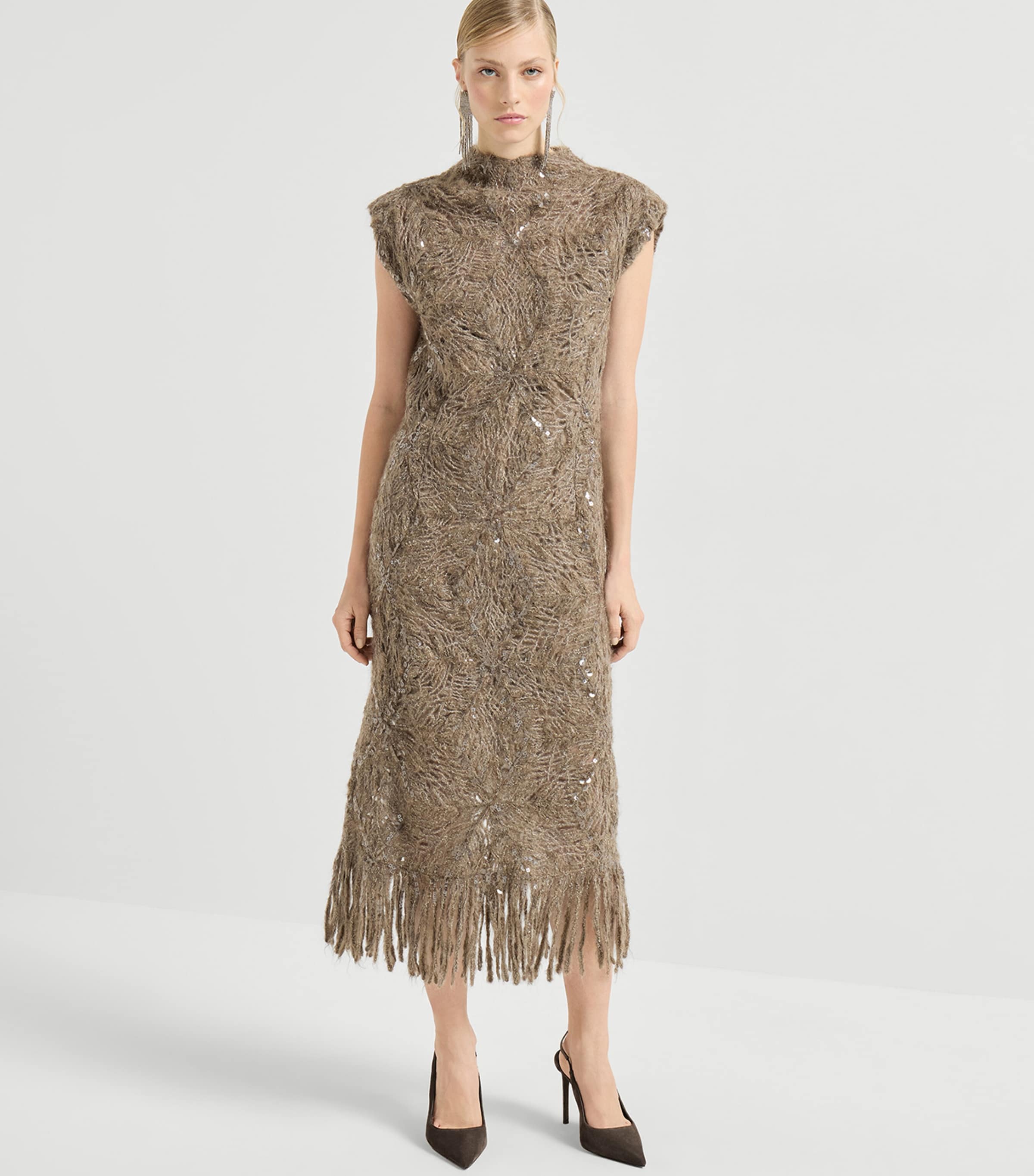 Mohair-Blend Embellished Midi Dress CAE22 Image 3